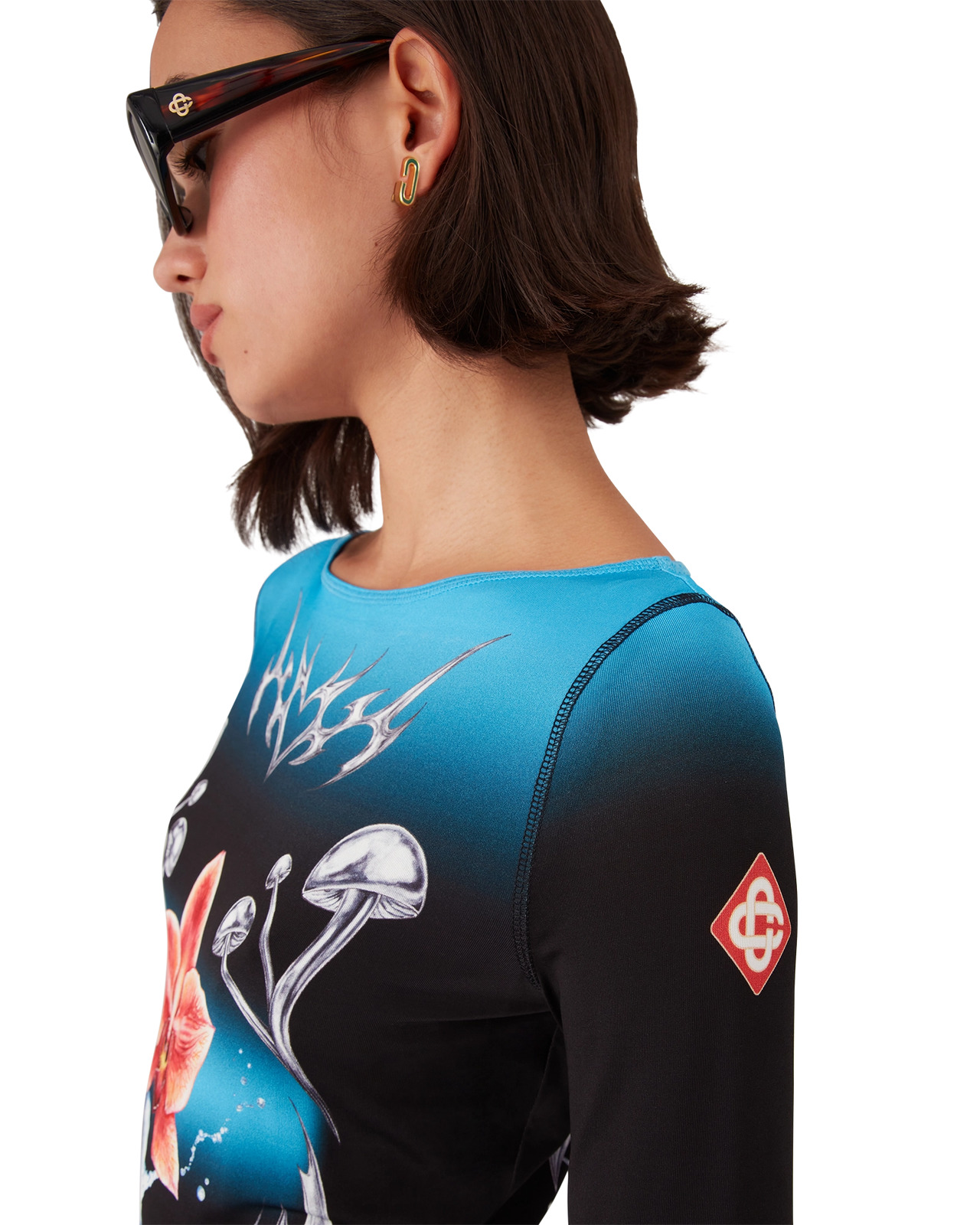 Blades Slinky Jersey Long Sleeve Top | Casablanca Paris - 3