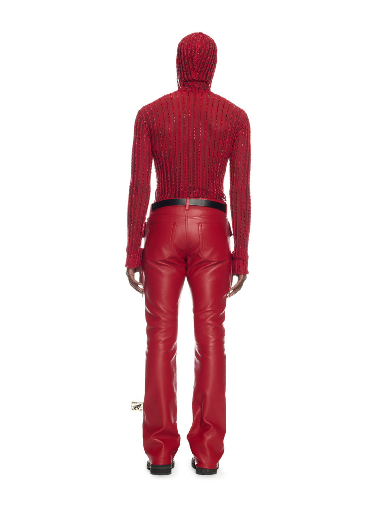 Red Leather Skinny Zip Pants 4