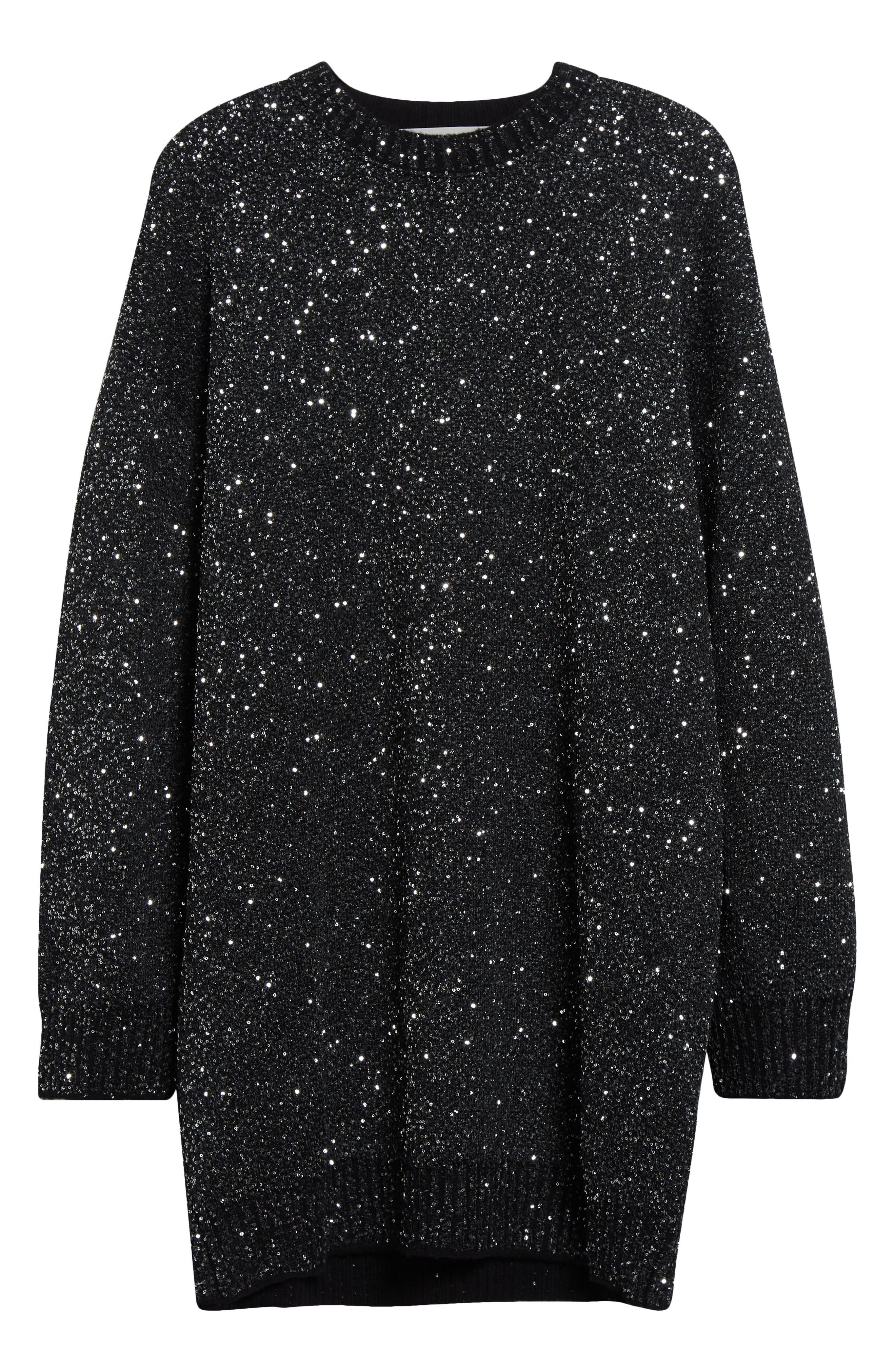 Golden Goose Sequin Wool Blend Oversize Sweater Dress in Black at Nordstrom - 5