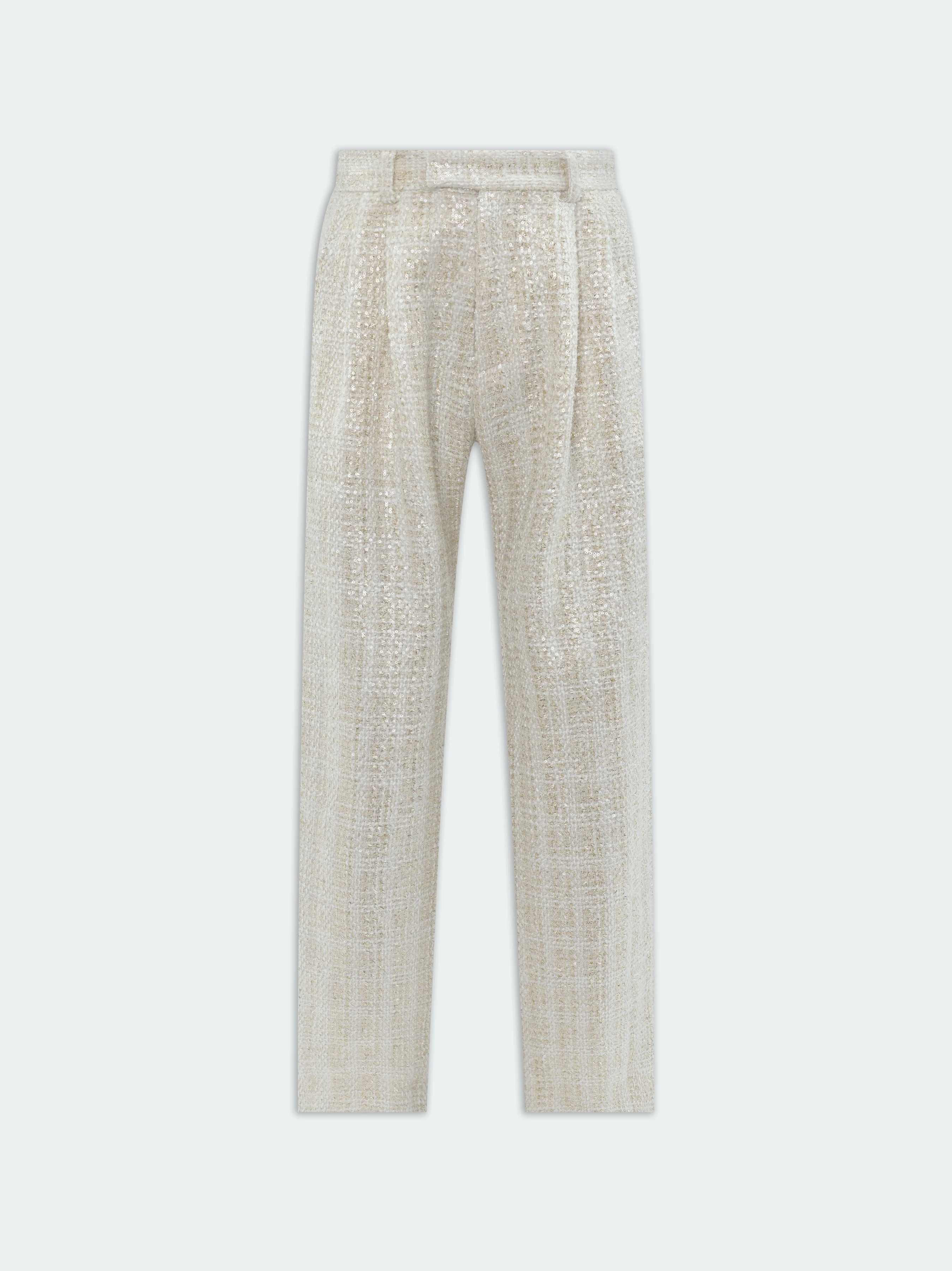 SEQUIN BOUCLE DOUBLE PLEATED PANT - 1