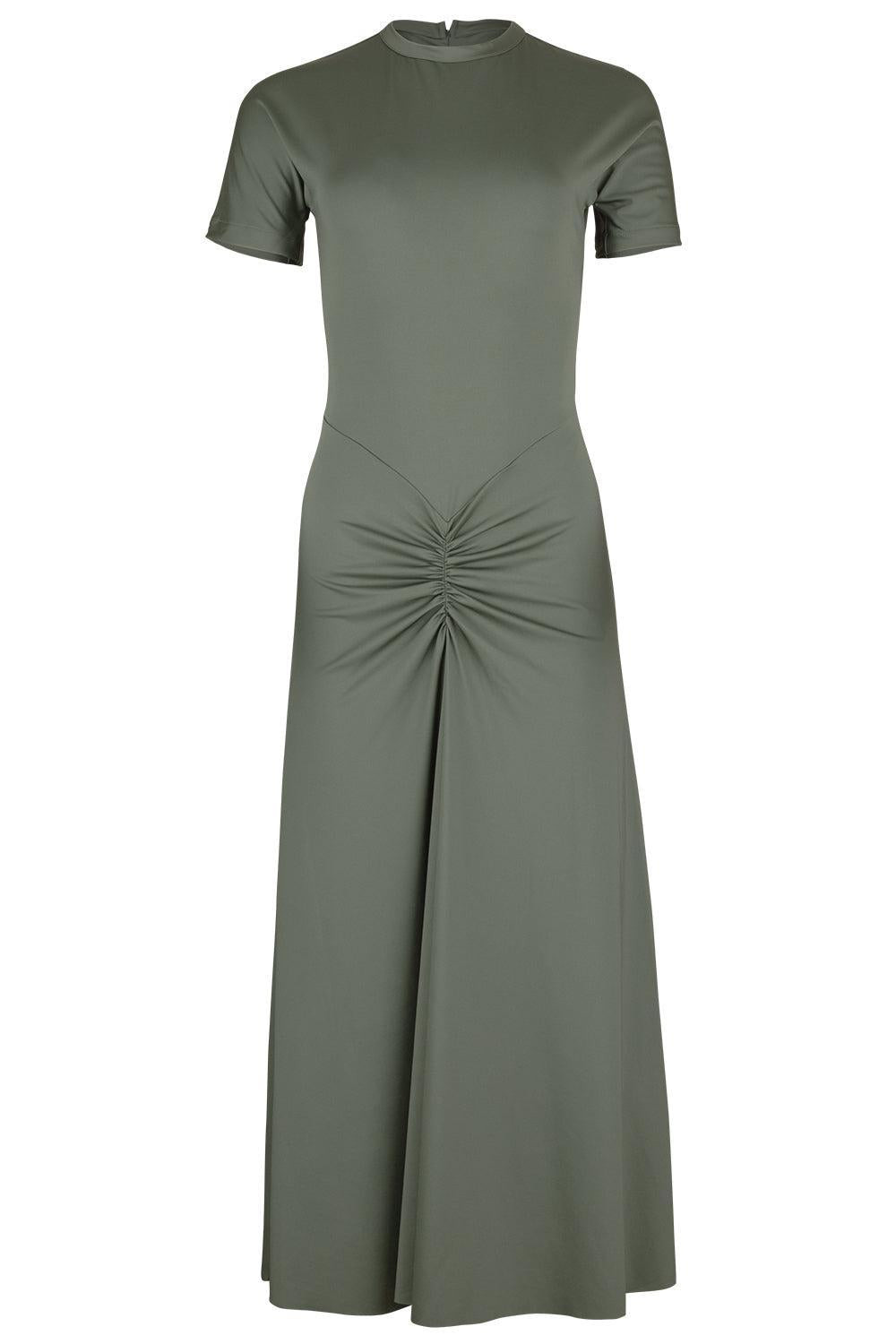 Gathered Waist Midi Dress - Oregano - 1