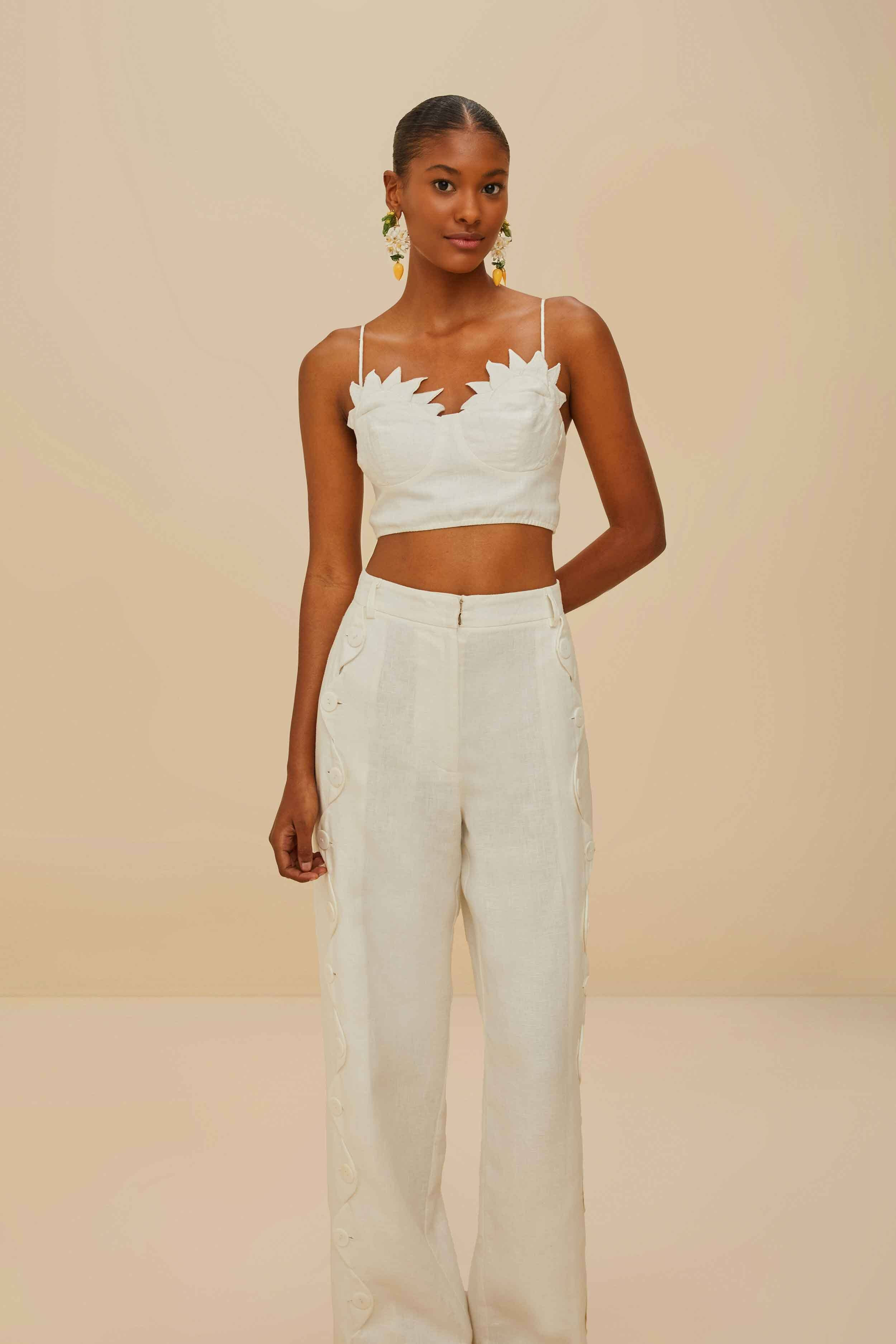 Off-White High Waisted Euroflax™ Premium Linen Pants - 2