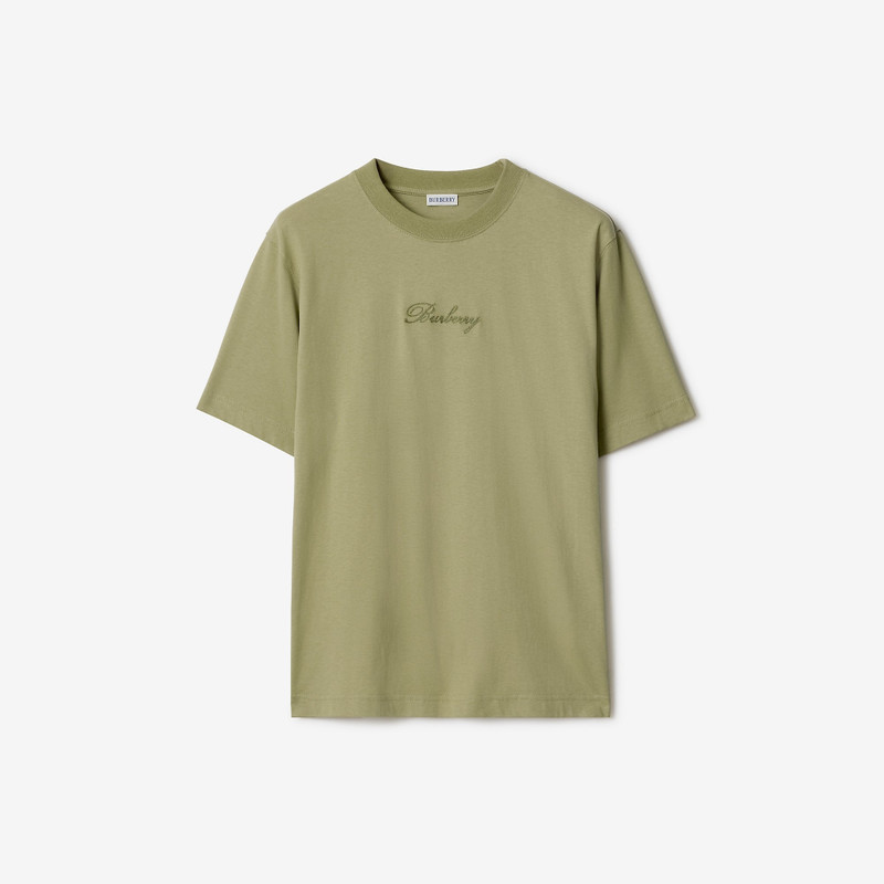 Check Cursive Logo Cotton T-shirt 1