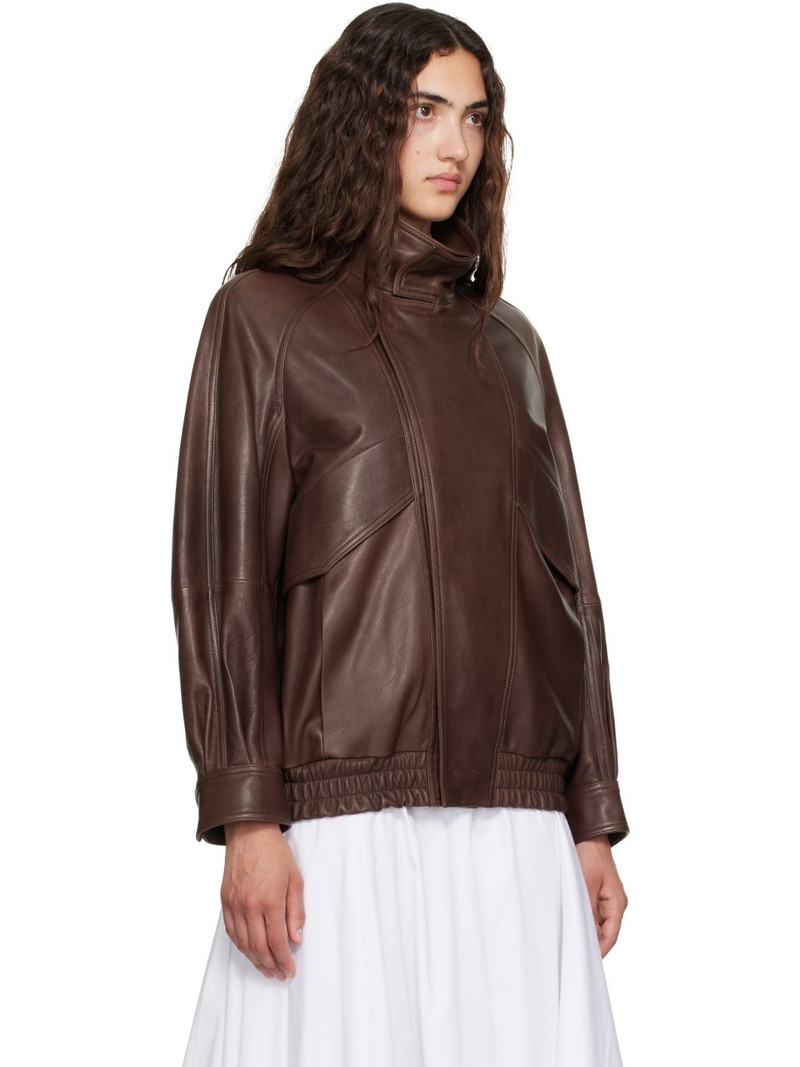 Brown Ariste Leather Bomber Jacket 2