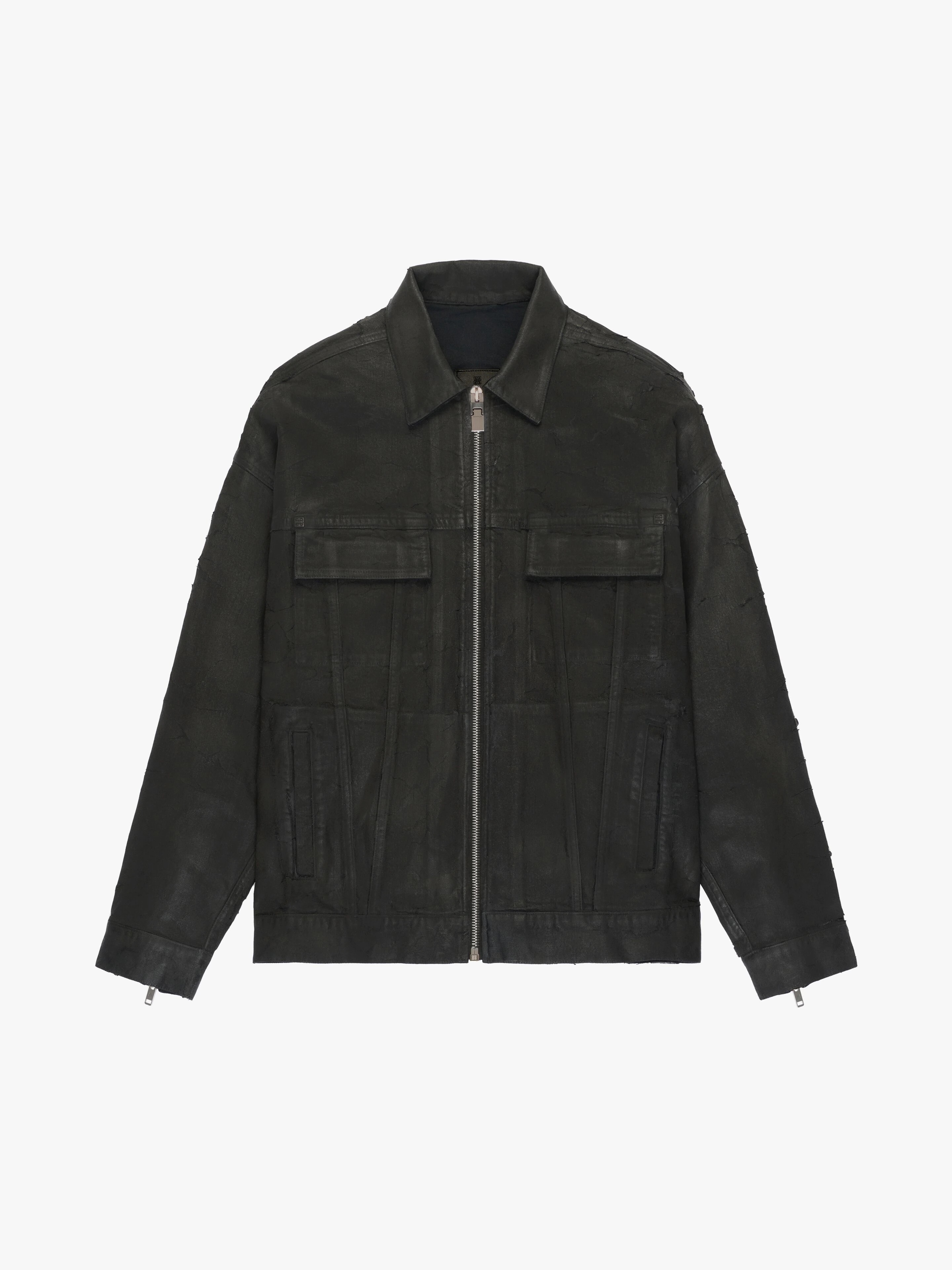 JACKET IN CRACKLED COATED DENIM - 1