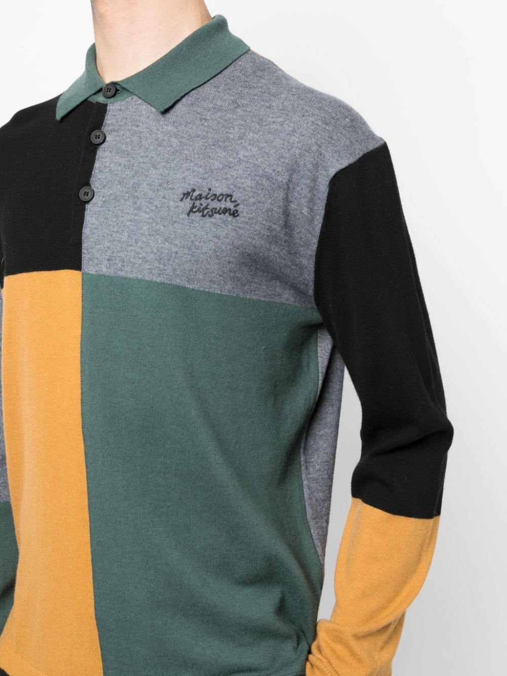 colour-block knitted polo jumper - 5