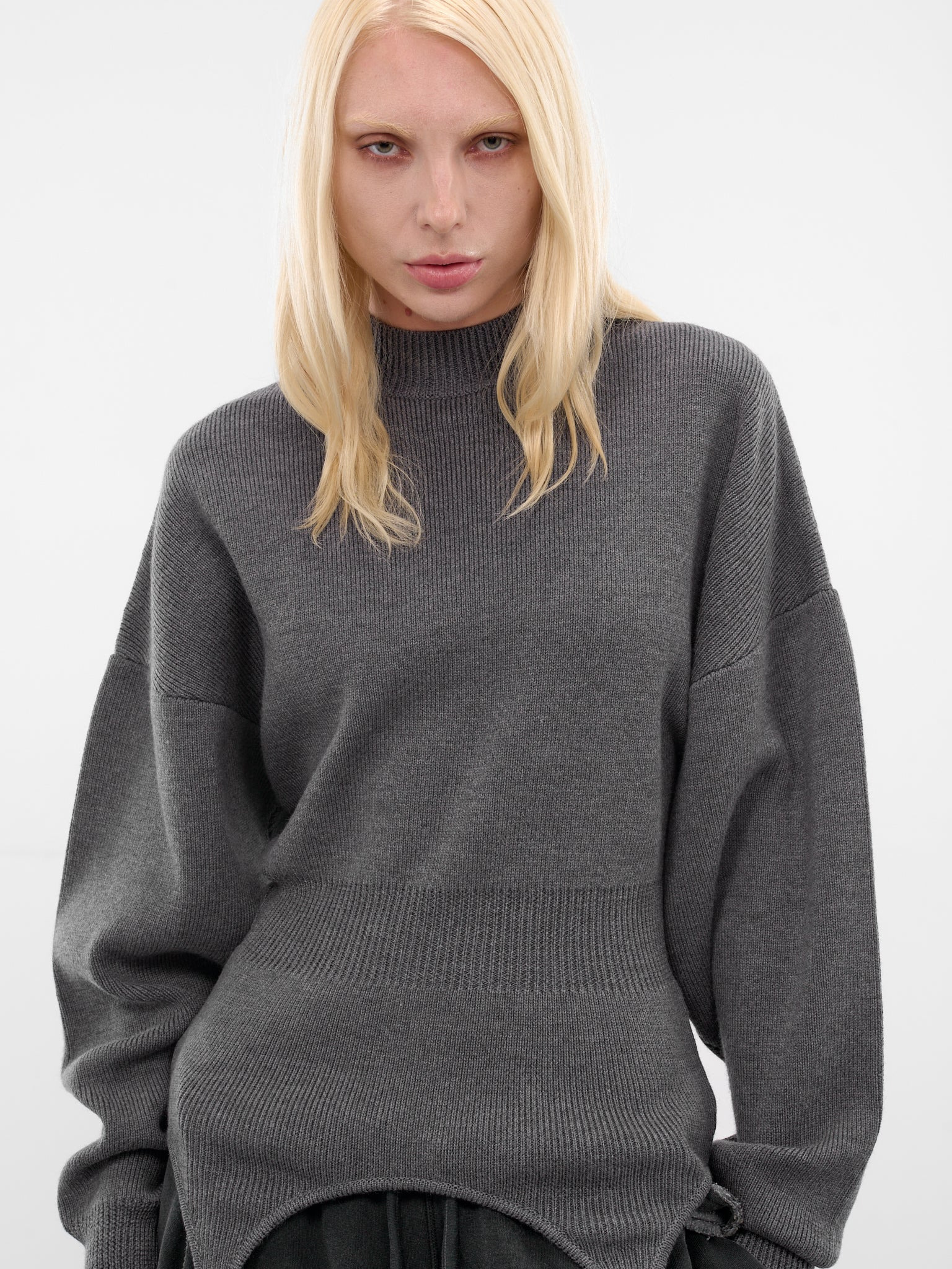 Gray Wool Garter Sweater - 4