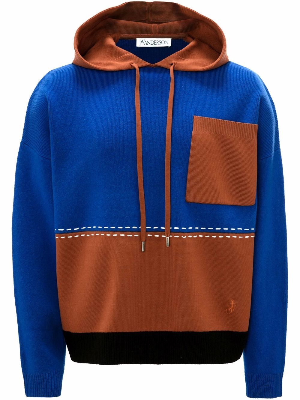 logo embroidered colour-block hoodie - 1