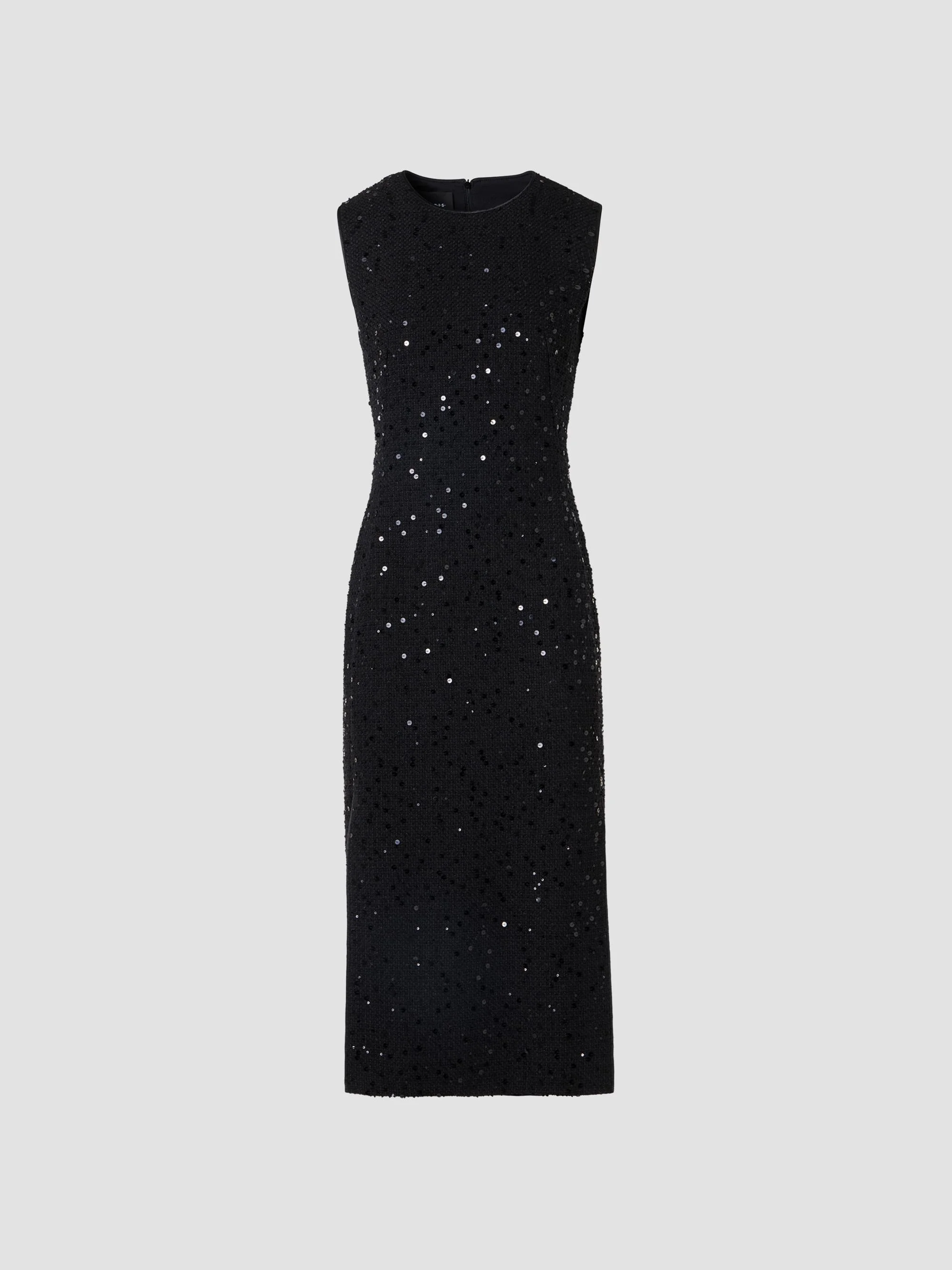 Women's Embellished-Tweed Sheath Midi Dress - Black - 1