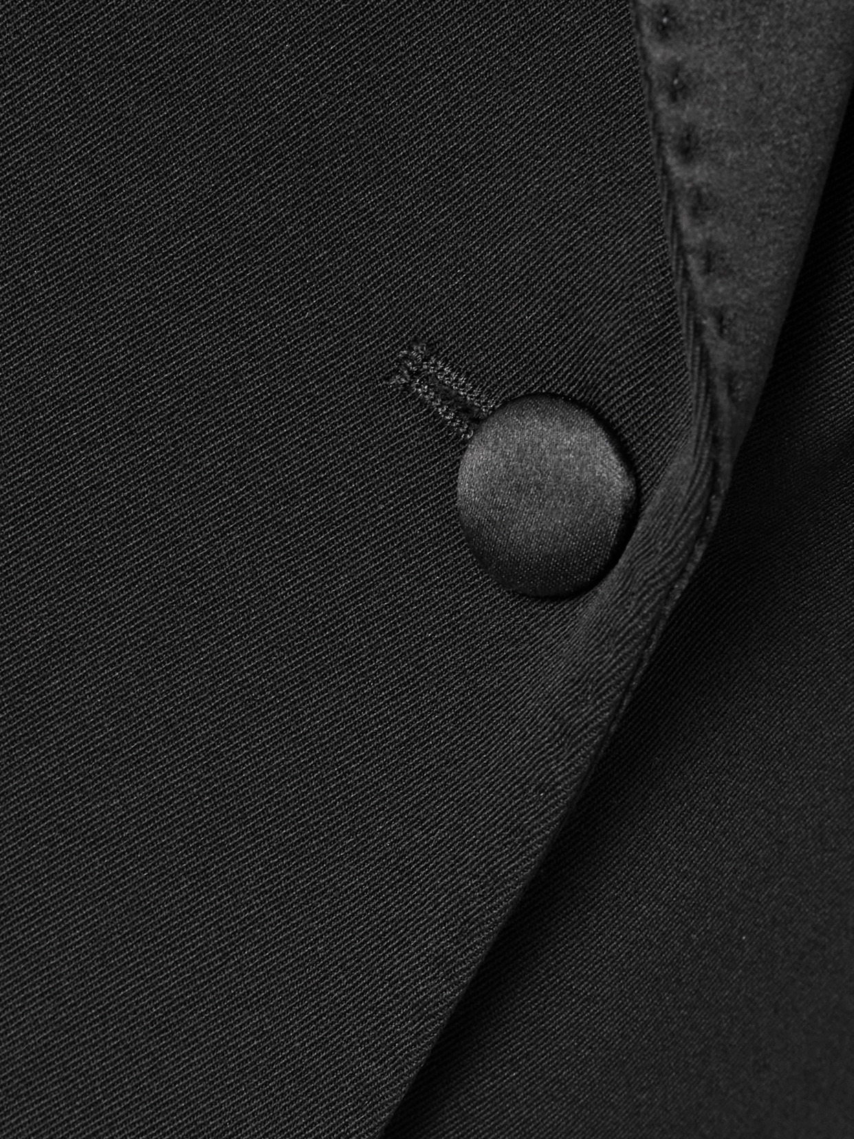 Double-breasted Satin-trimmed Wool-blend Blazer - 6