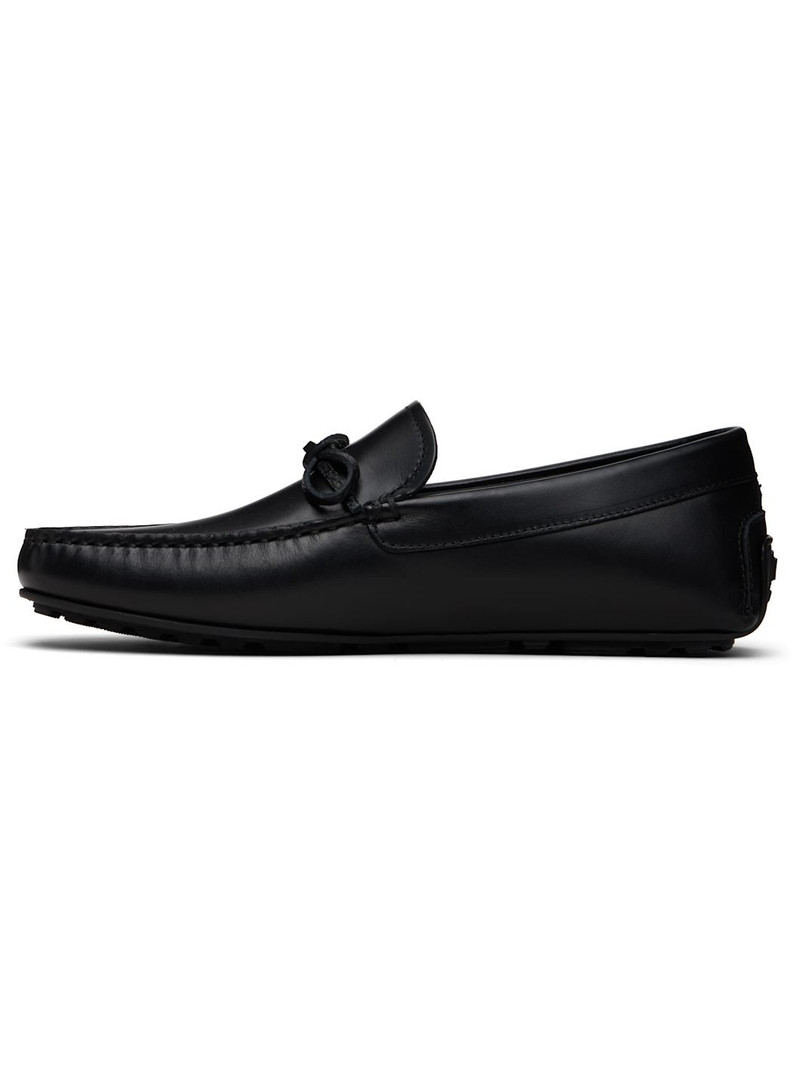 BOSS Black Bow-Trim Driver Loafers outlook