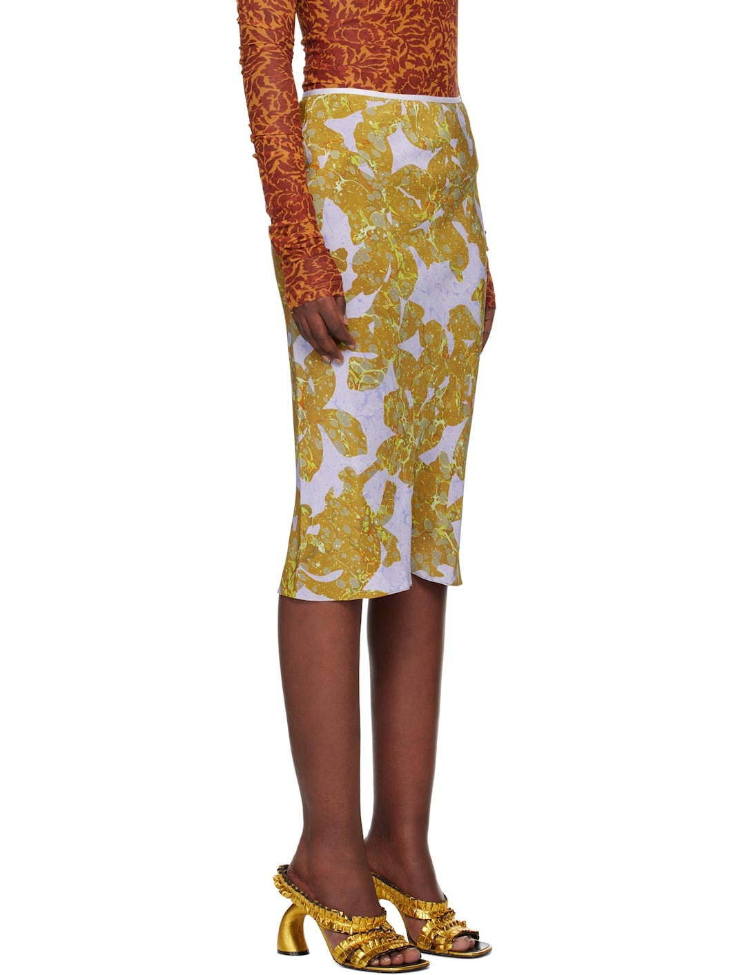 Multicolor Silk Chiffon Midi Skirt - 2