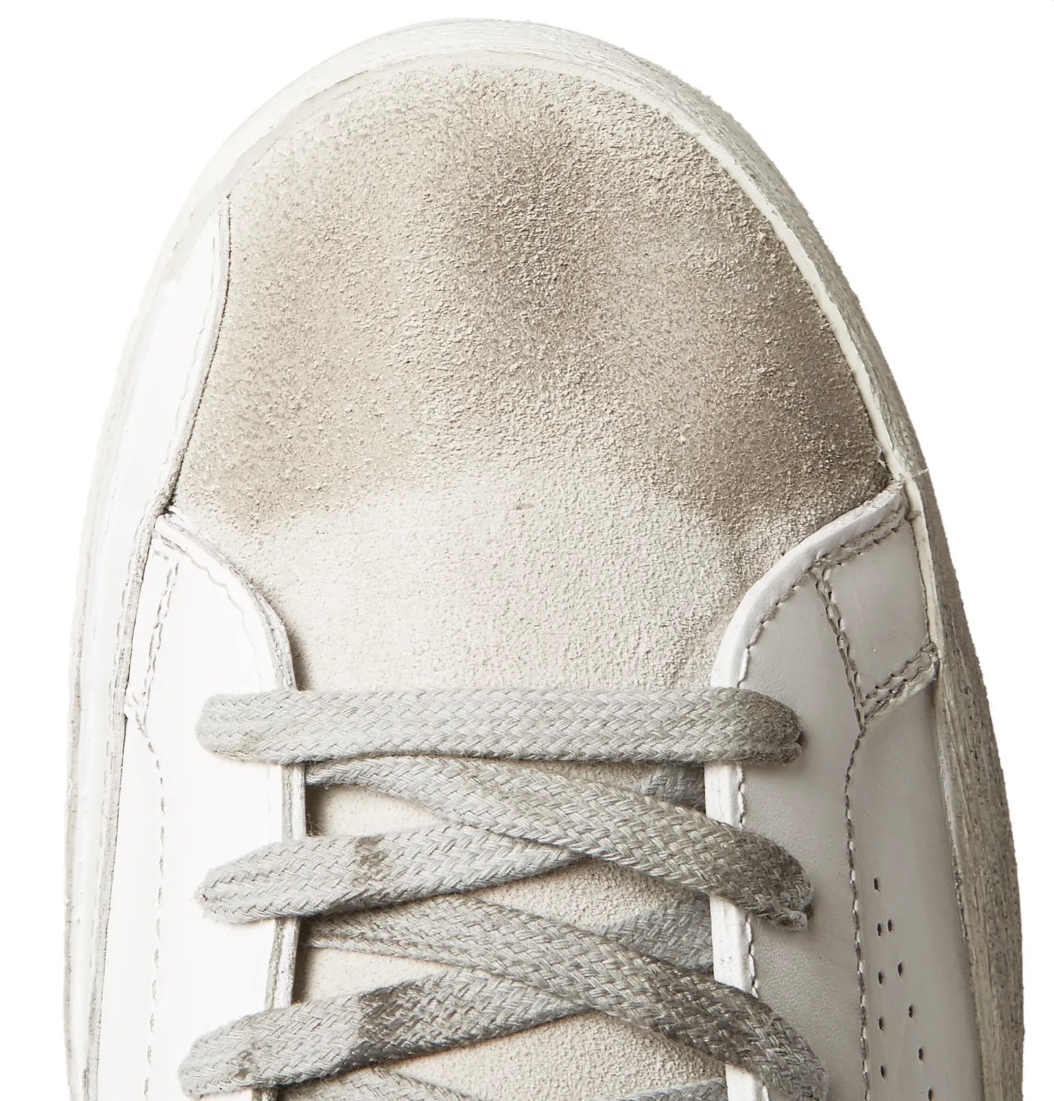 Superstar Distressed Leather and Suede Sneakers - 7