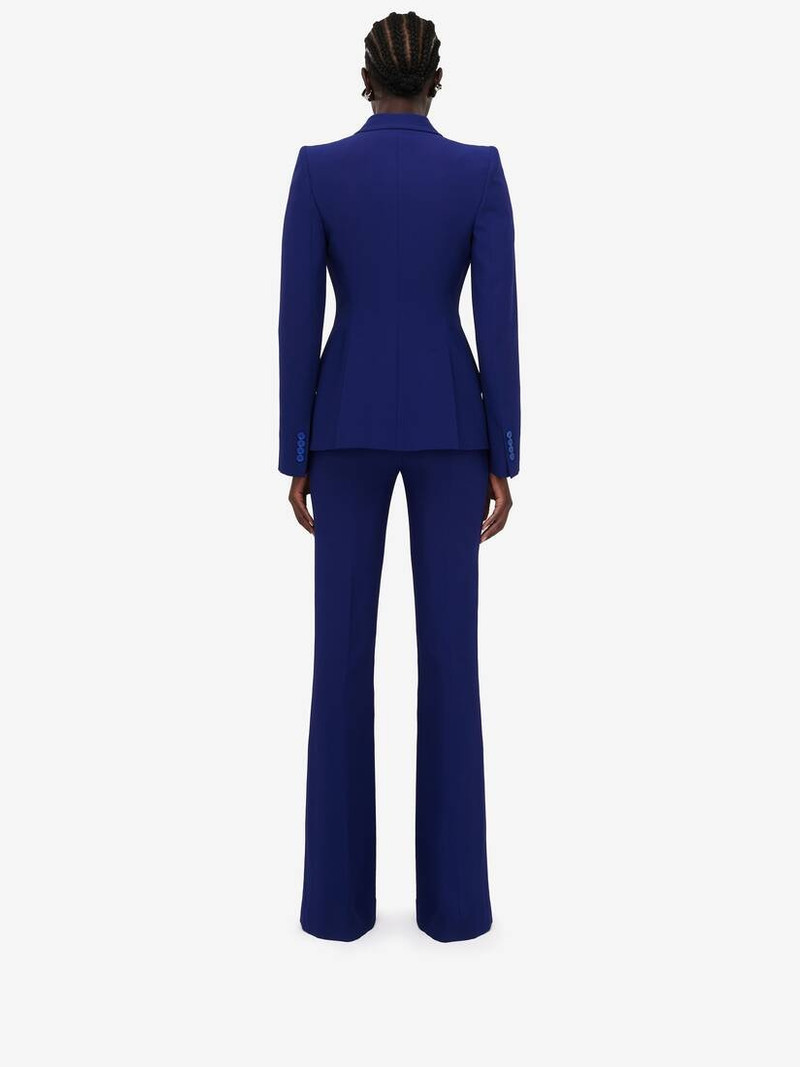 Women's High-waisted Narrow Bootcut Trousers in Electric Navy 4