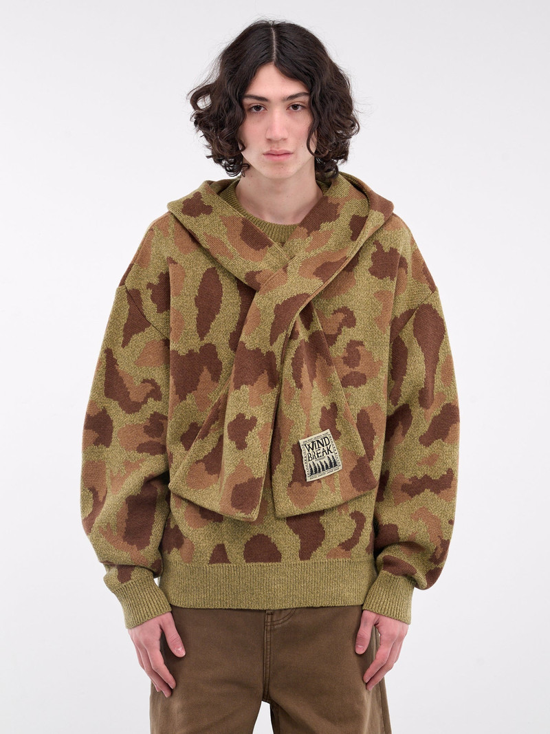 Camouflage Knit Hooded Sweater 1