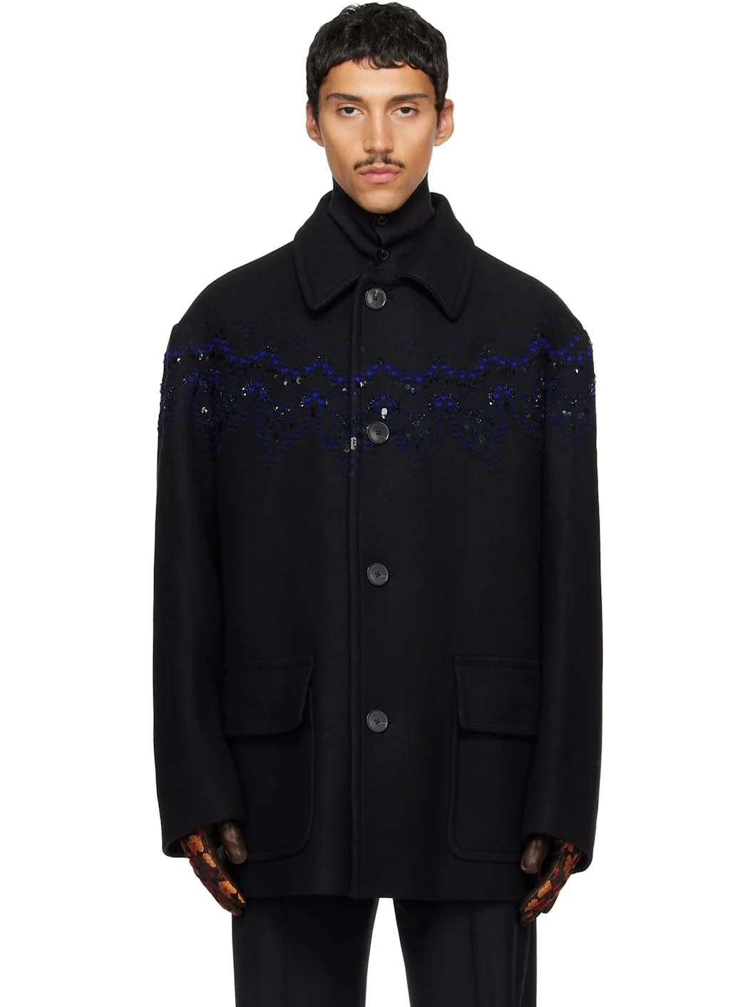 Black Wool Coat - 1