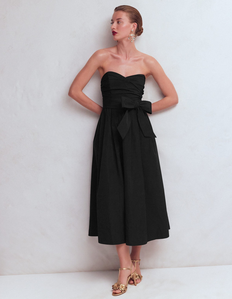 Strapless Taffeta Dress-Black 6