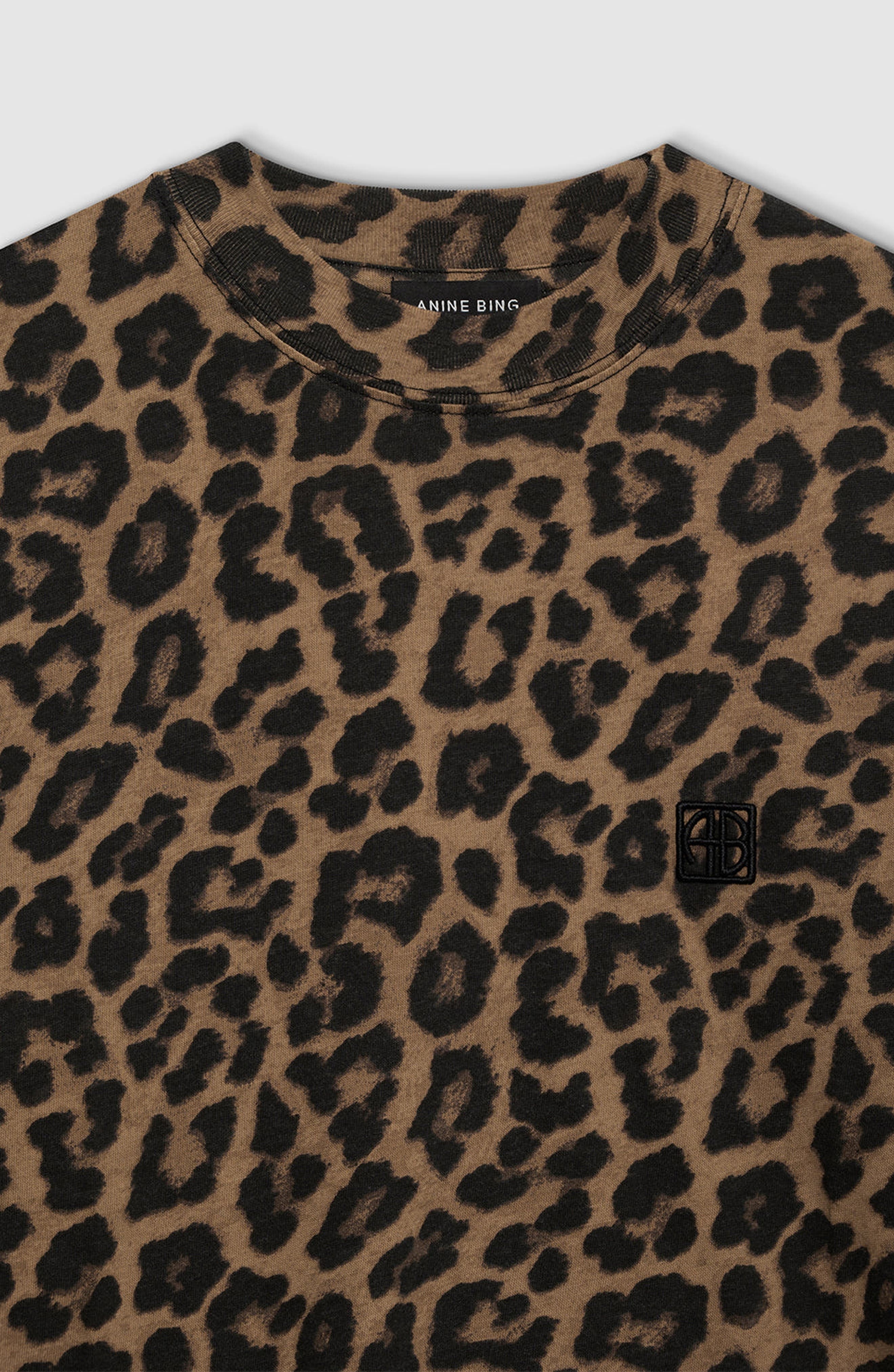 ANINE BING Avi Tee in Black /Brown Leopard at Nordstrom - 3