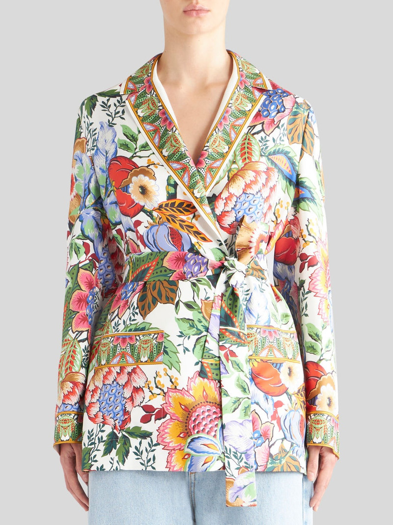 Etro PRINTED TWILL WRAPAROUND JACKET outlook