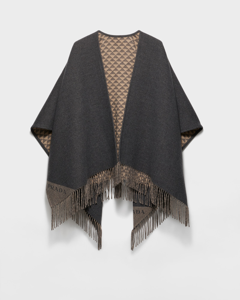 Reversible wool and cashmere poncho 1