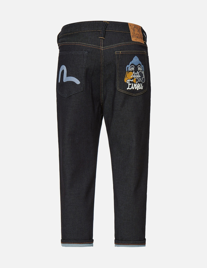 EVISU SEAGULL AND GODHEAD EMBROIDERY CROPPED FIT JEANS #2027 outlook