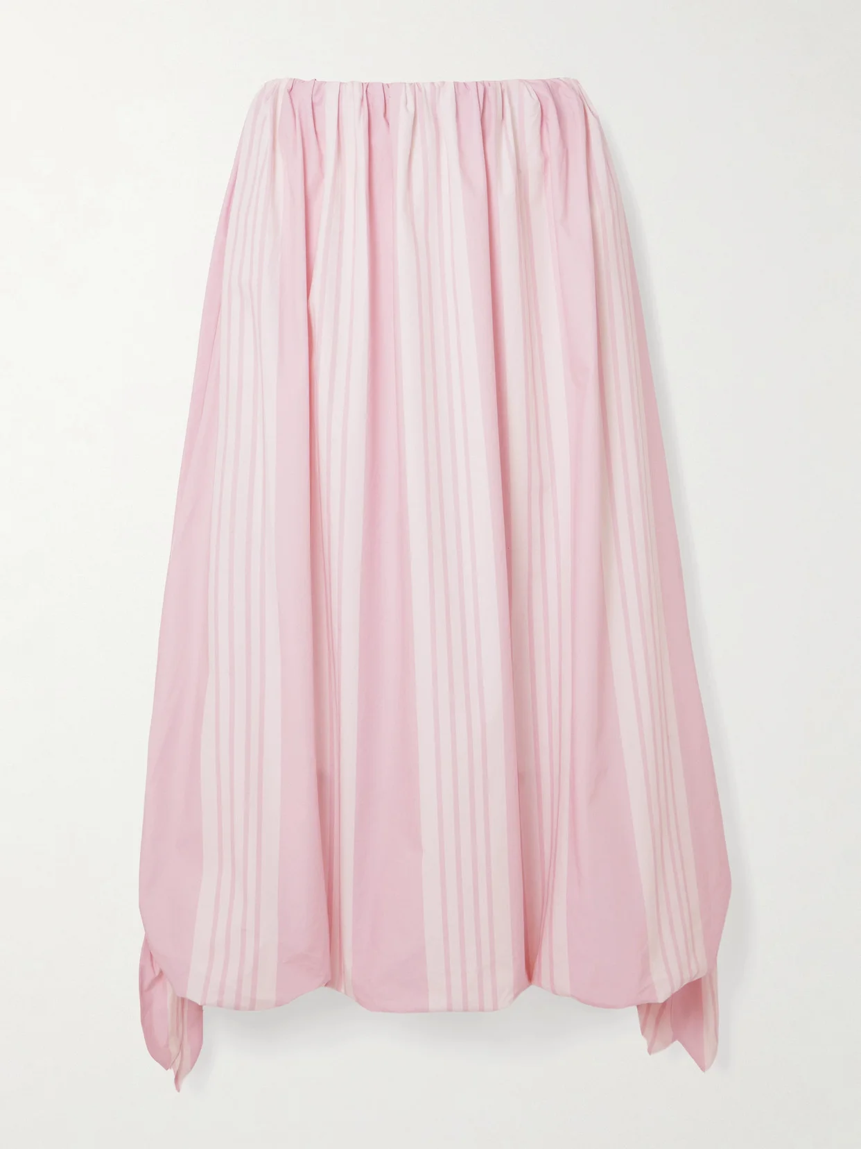 Rose Tie-detailed Striped Cotton Midi Skirt - 1
