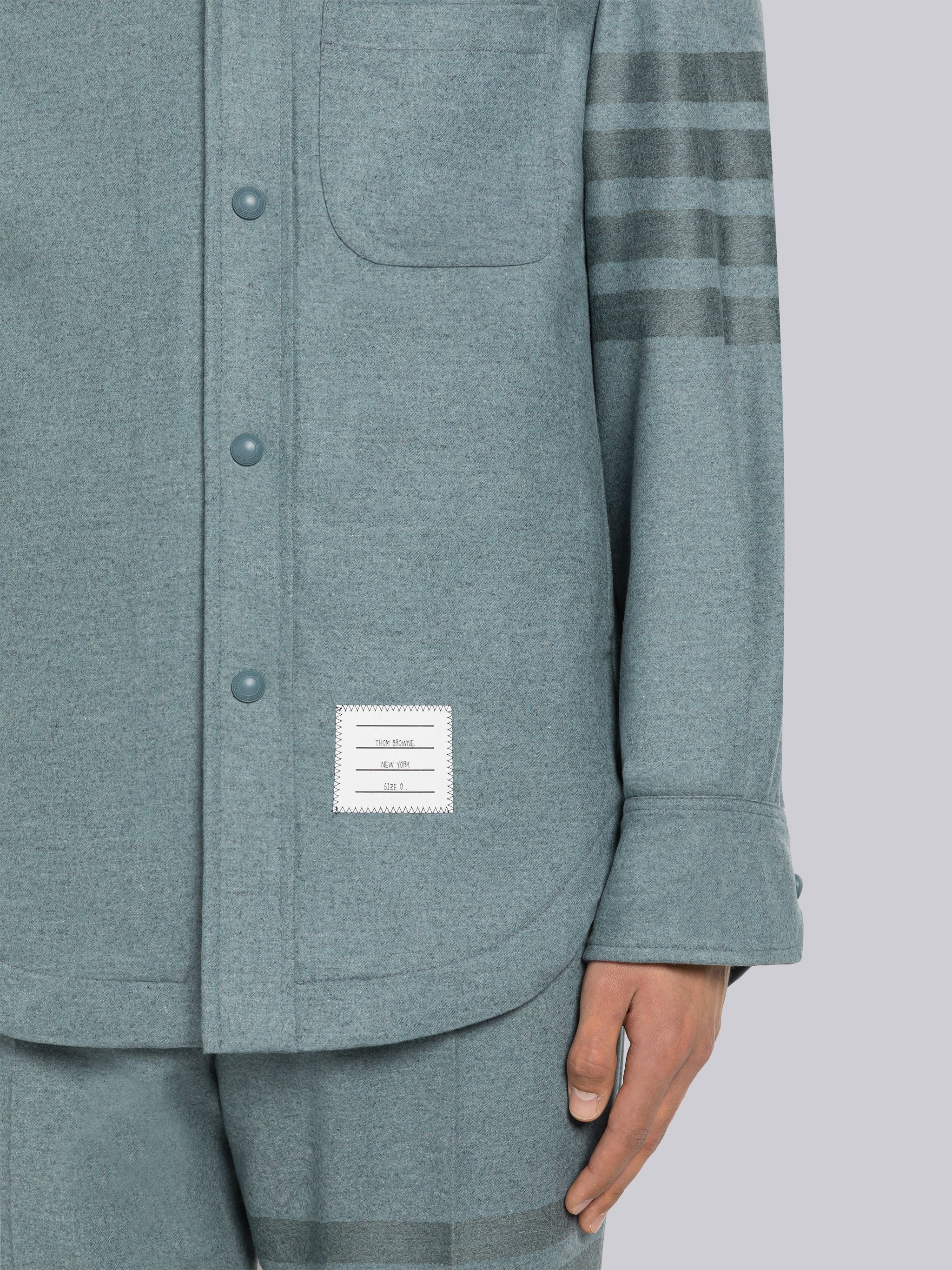 Flannel 4-Bar Snap Front Shirt Jacket - 5