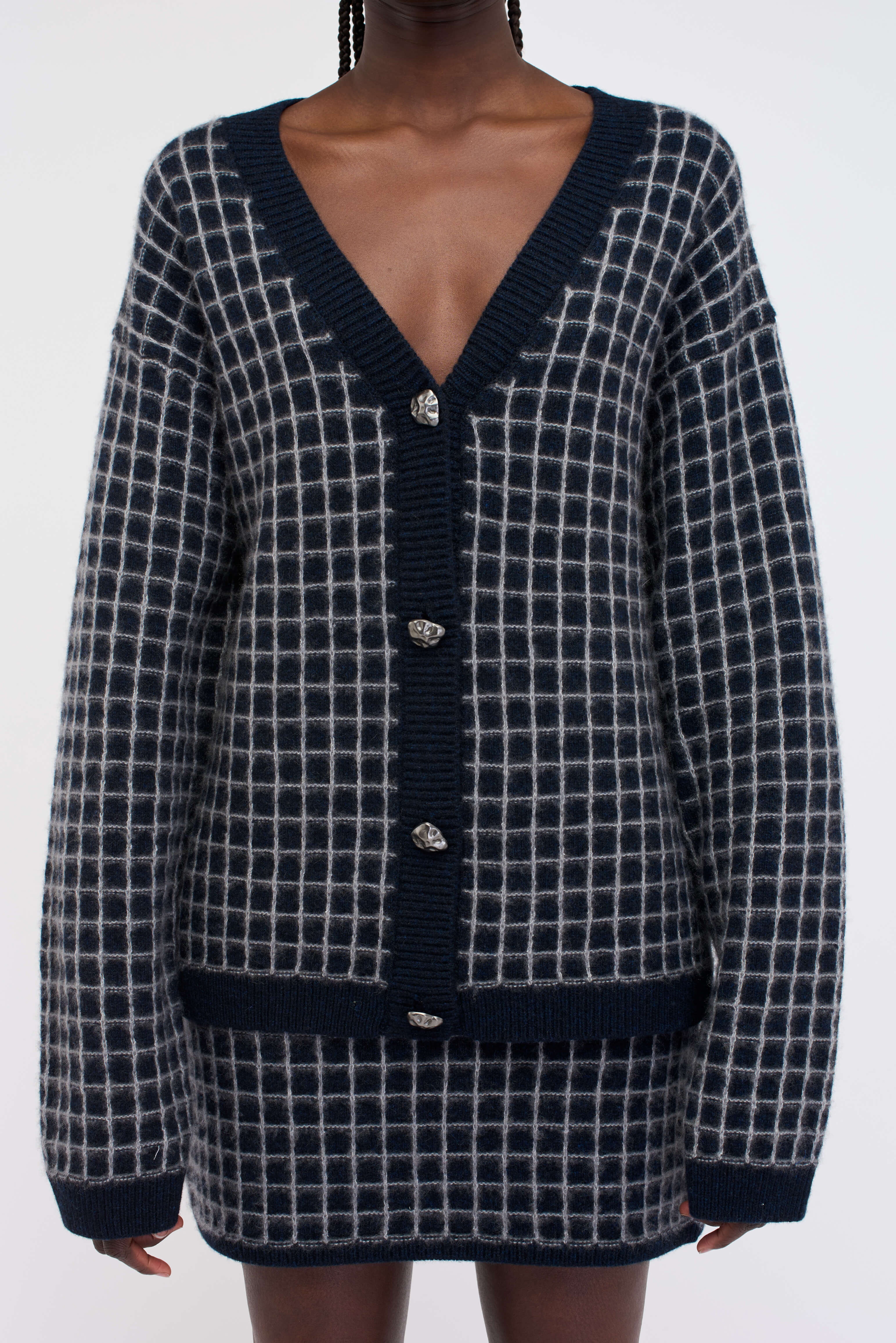 GRID STITCH WOMEN'S CARDIGAN - 4