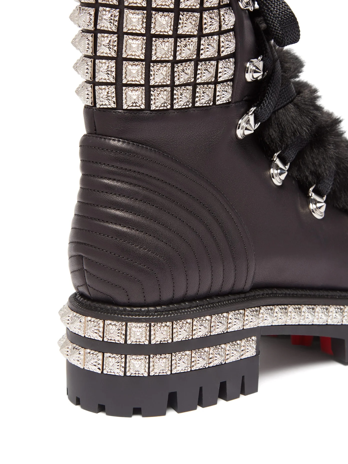 Yeti Donna faux fur-trim studded leather boots - 6