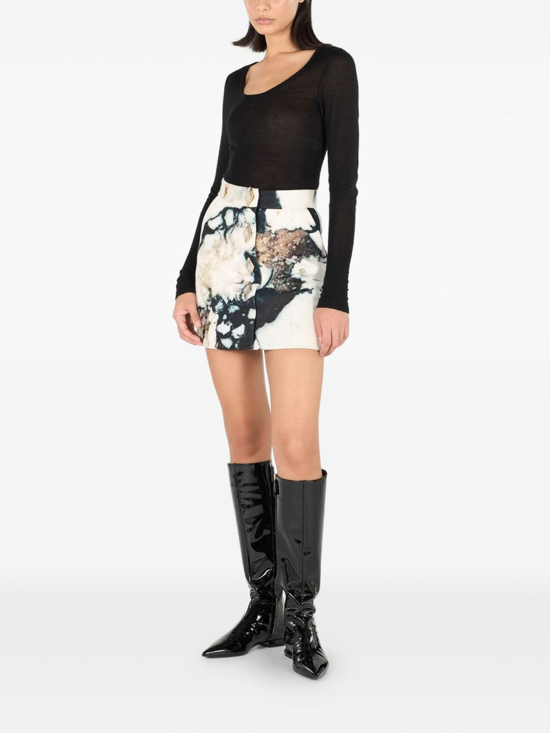 Roberto Cavalli marble-print button mini skirt outlook