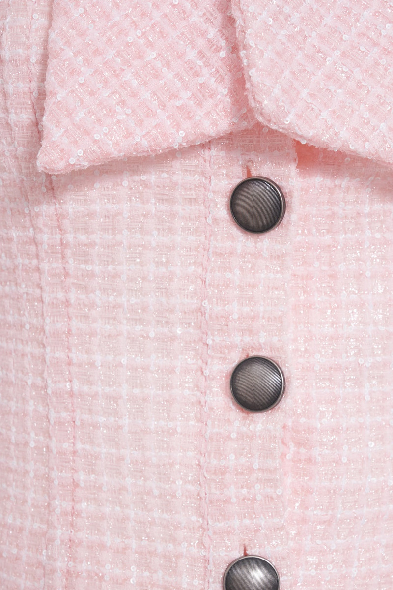 SEQUIN CHECKED TWEED CROPPED JACKET WITH BOW 3