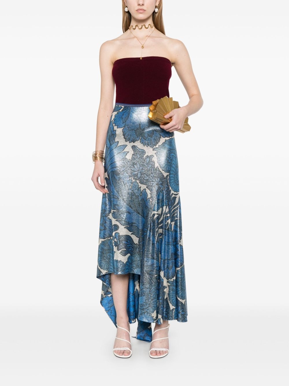floral-print asymmetric skirt - 2