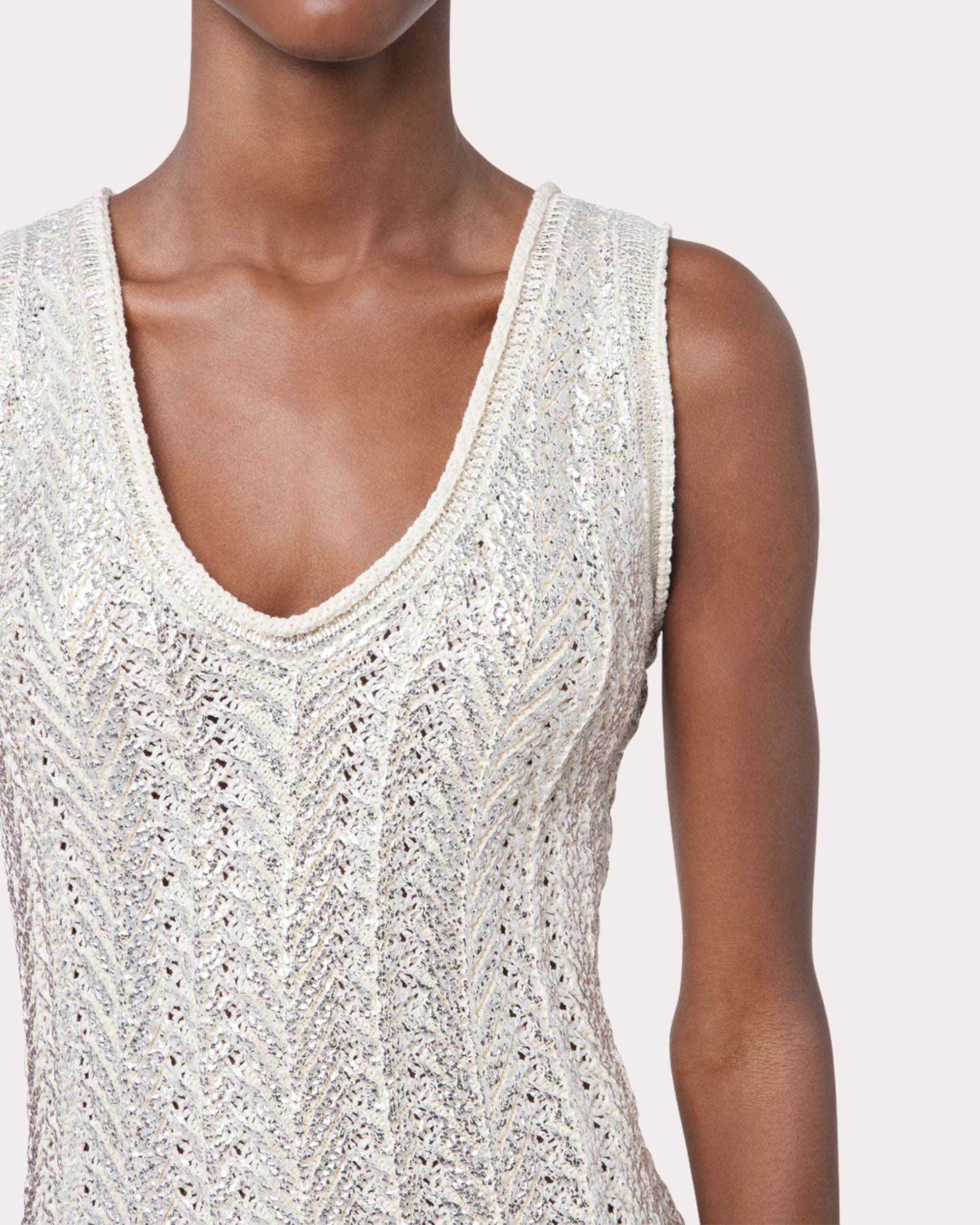 Metallic Crochet Knit Mini Dress - 5