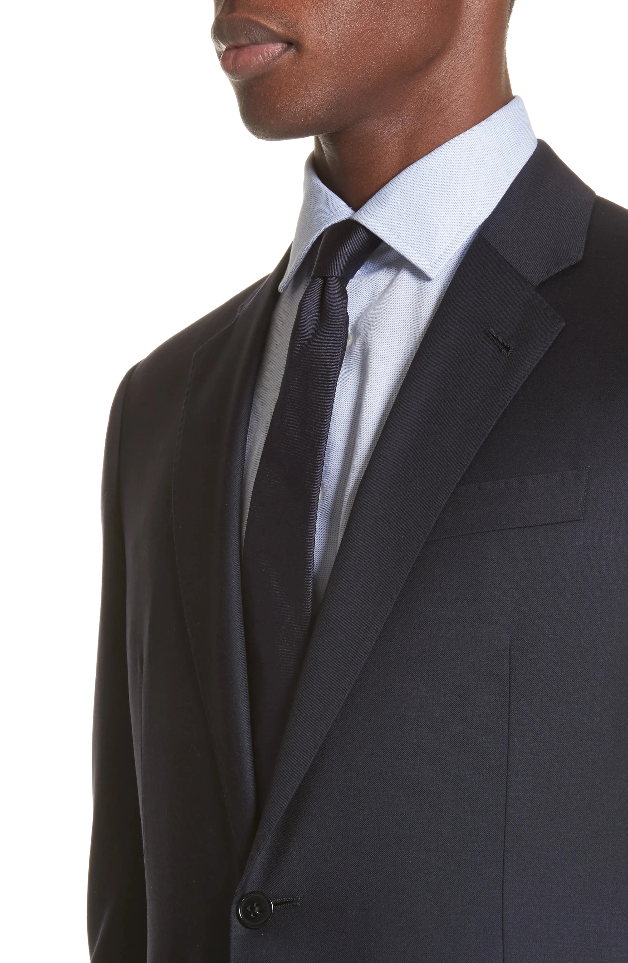 Trim Fit Solid Wool Suit - 4