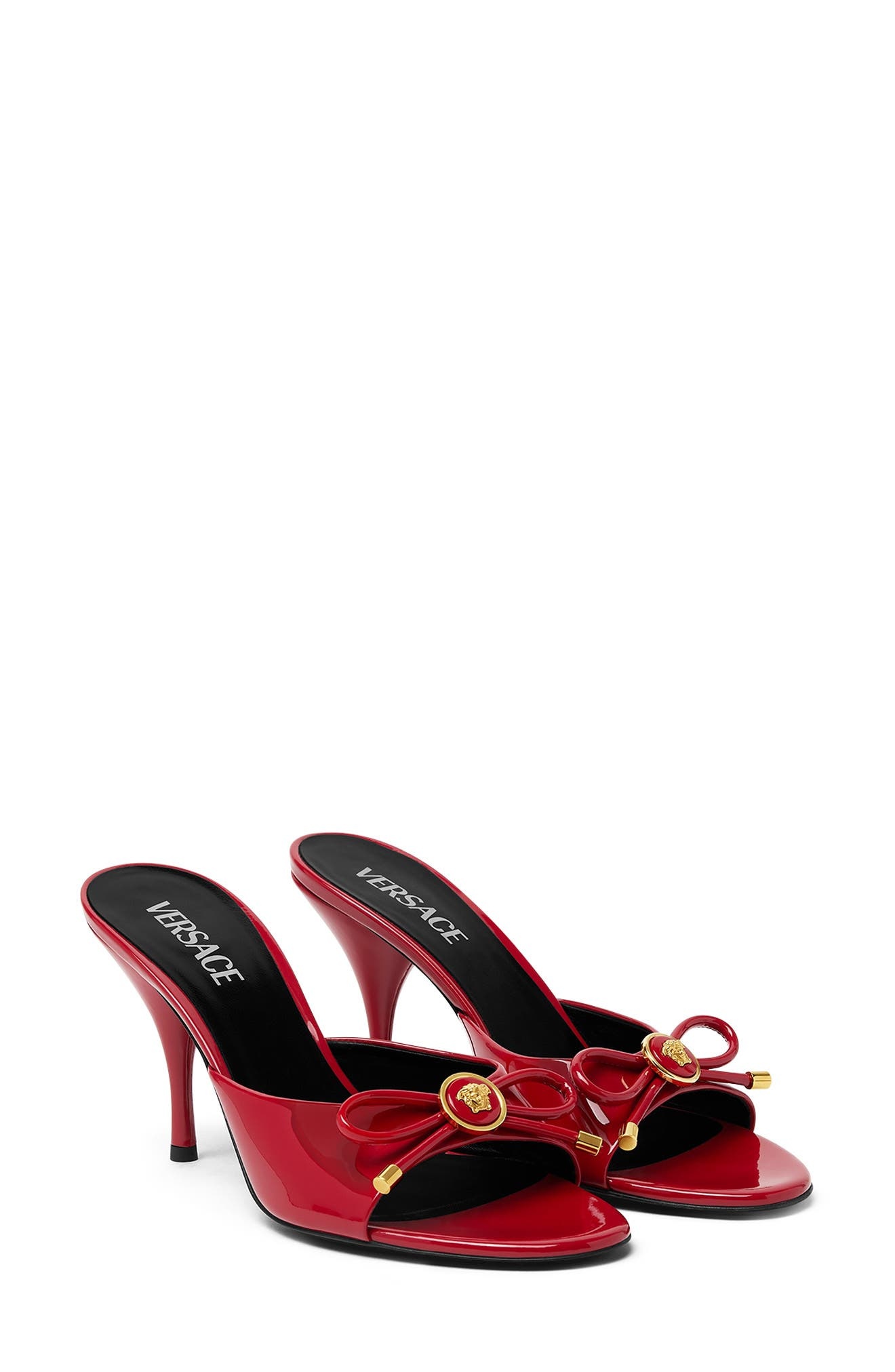 Versace Opera Bow Slide Sandal in 1Rb3V-Lipstick Red Gold at Nordstrom - 1