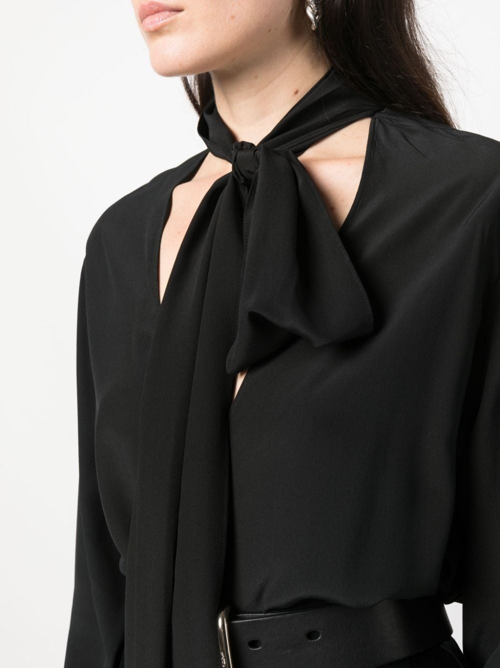 pussy-bow silk blouse - 5