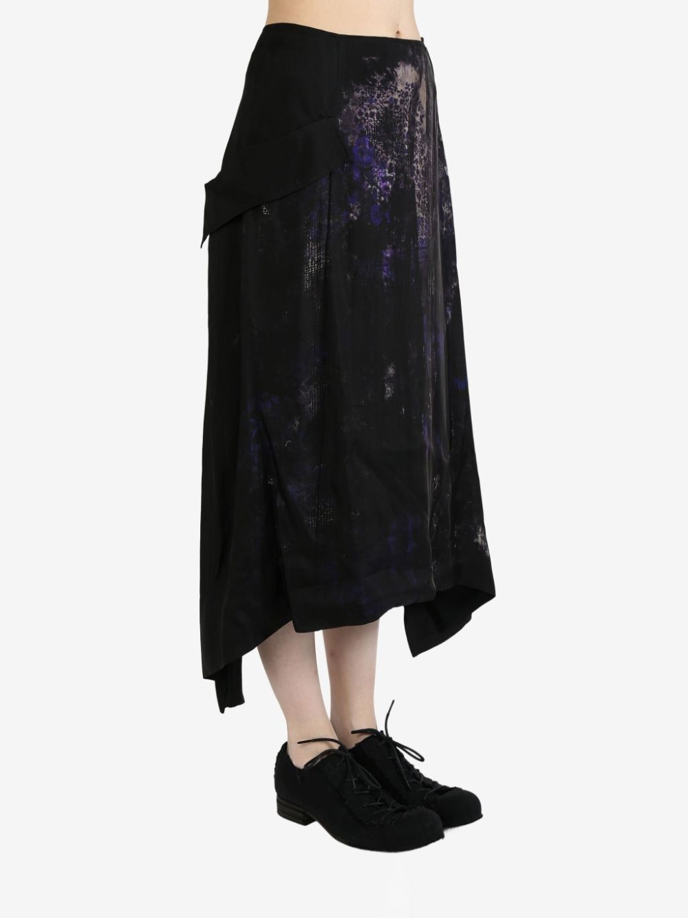 flower-pattern cut off-pocket midi skirt - 2