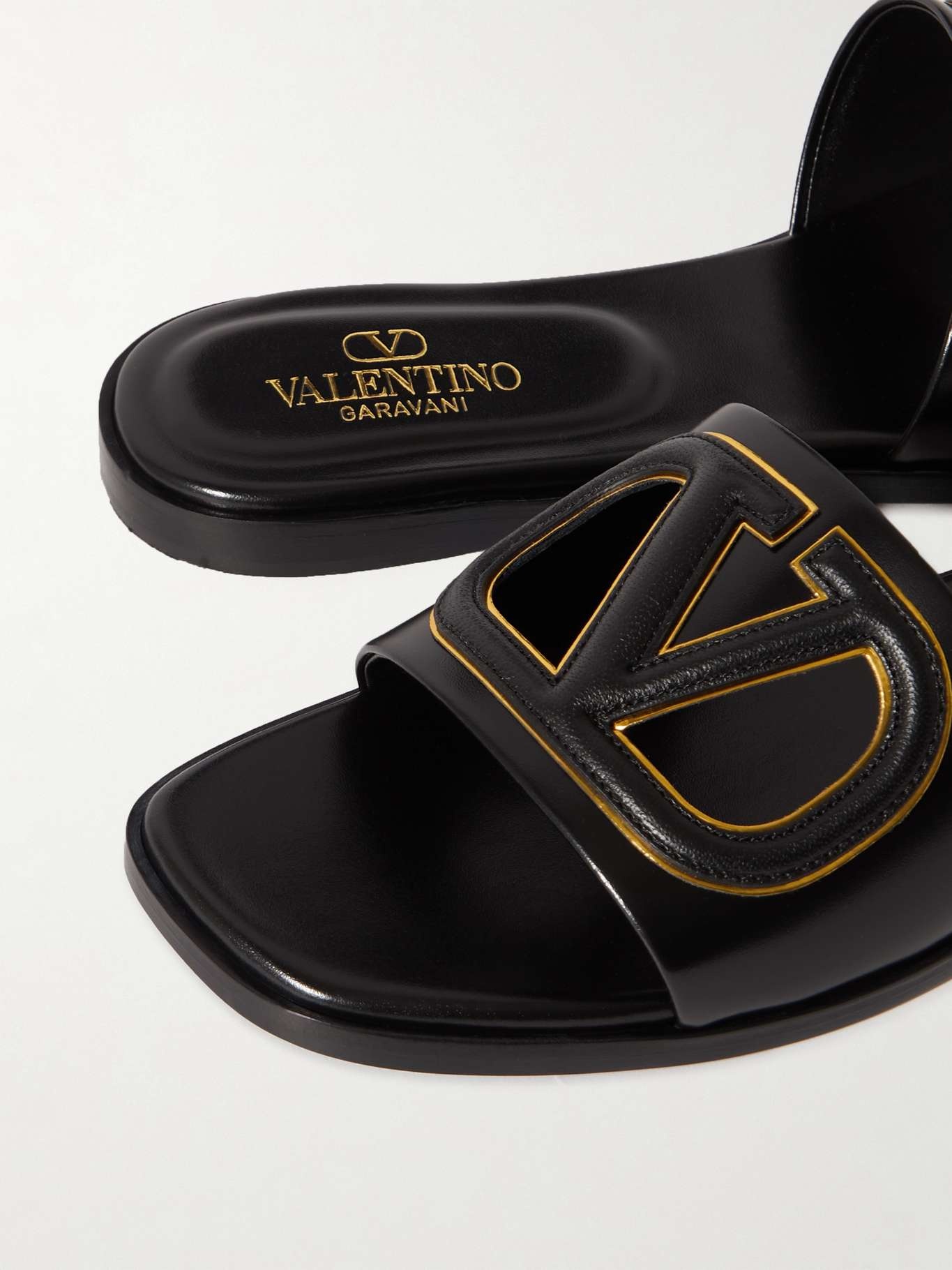 VLOGO cutout leather slides - 5