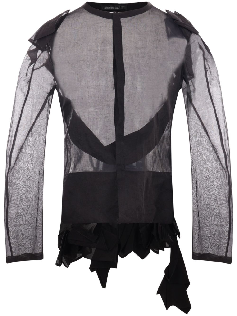 asymmetric-hem sheer organza top - 1