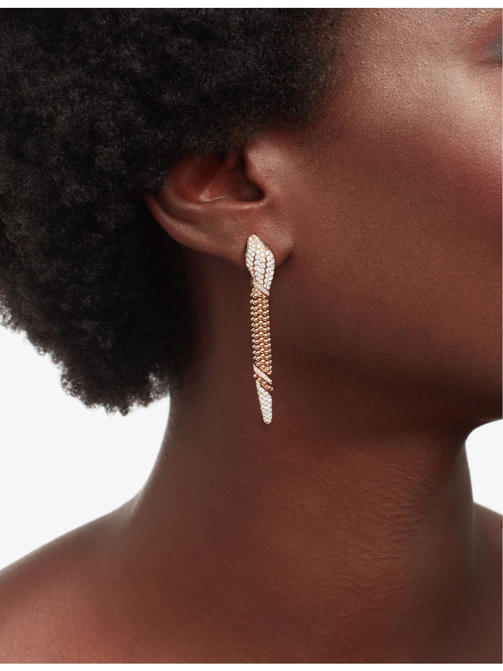 Serpenti Viper 18ct rose-gold, 1.74ct brilliant-cut diamond and onyx drop earrings - 2