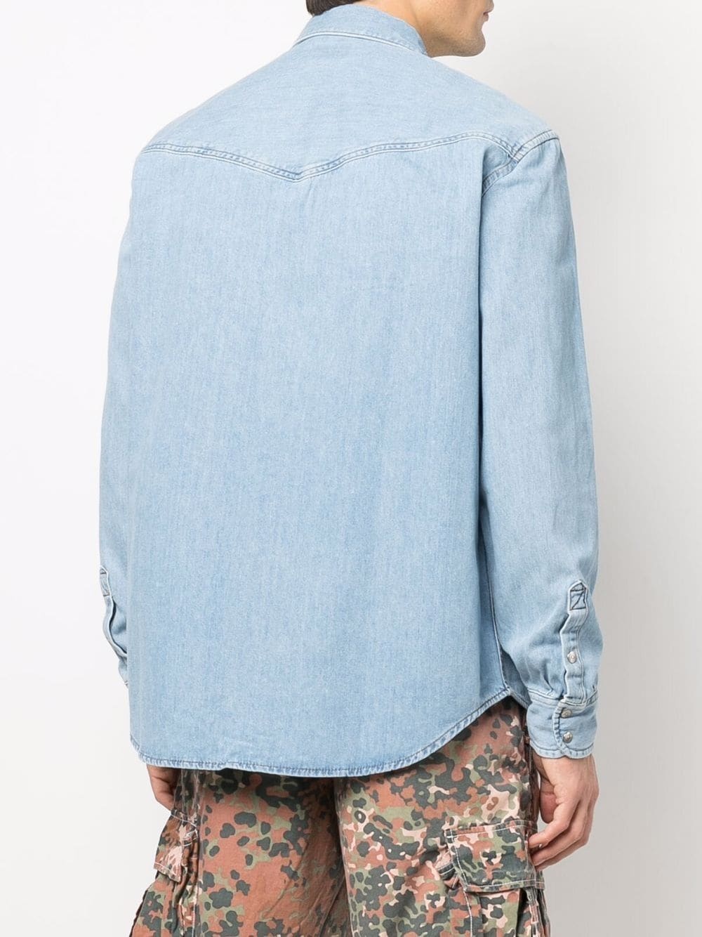 embroidered logo denim shirt - 4