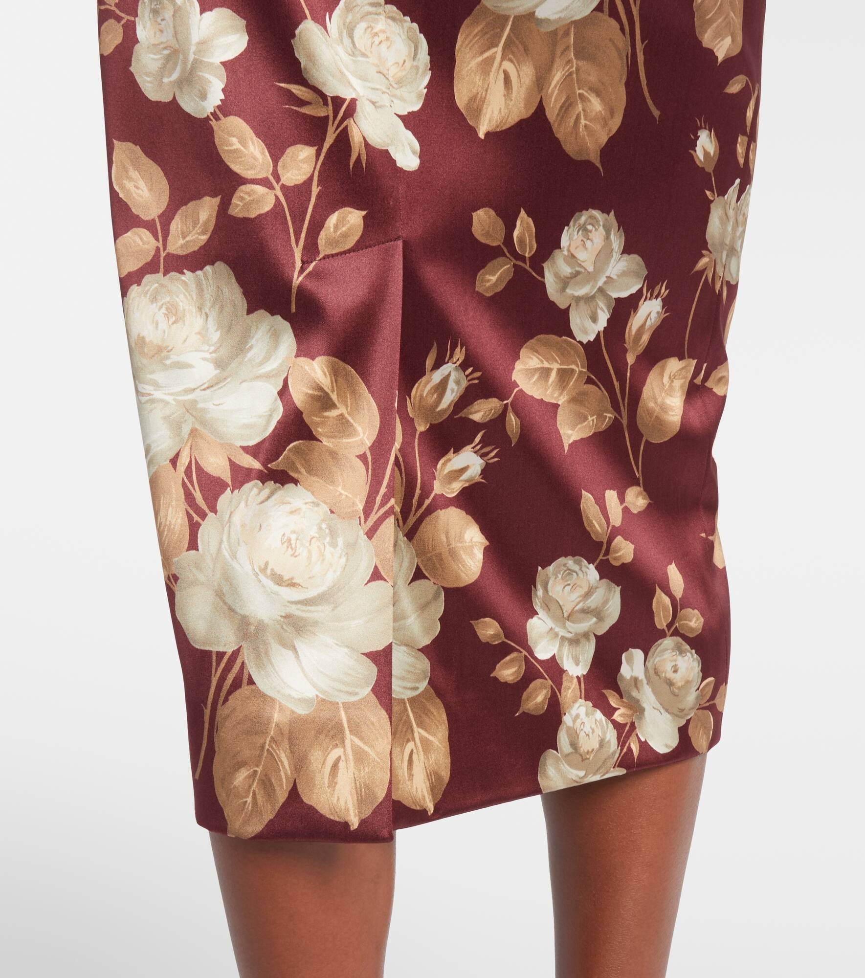 Floral high-rise satin midi skirt - 5