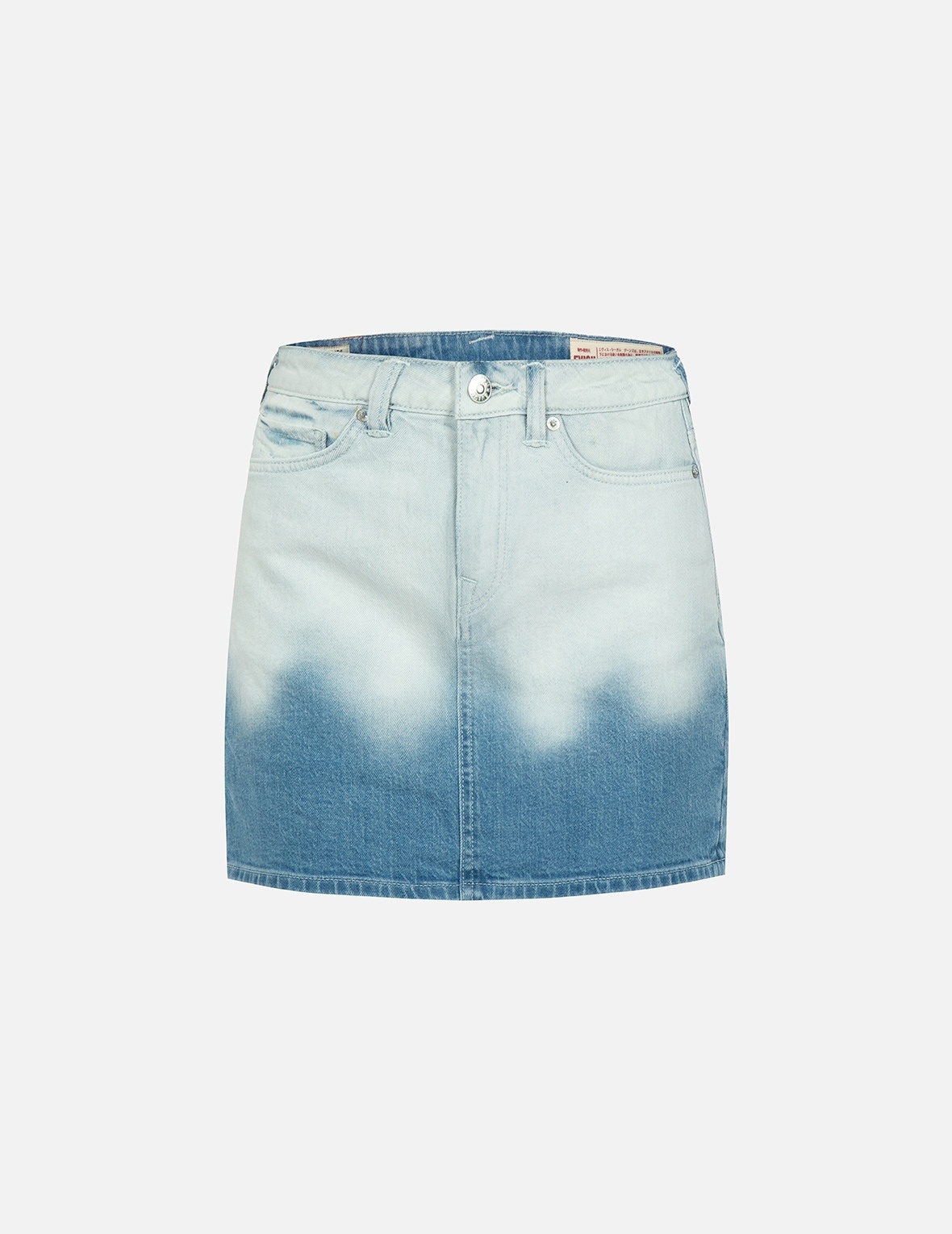 GRAFFITI LOGO AND SEAGULL PRINT BLEACHED DENIM SKIRT - 2