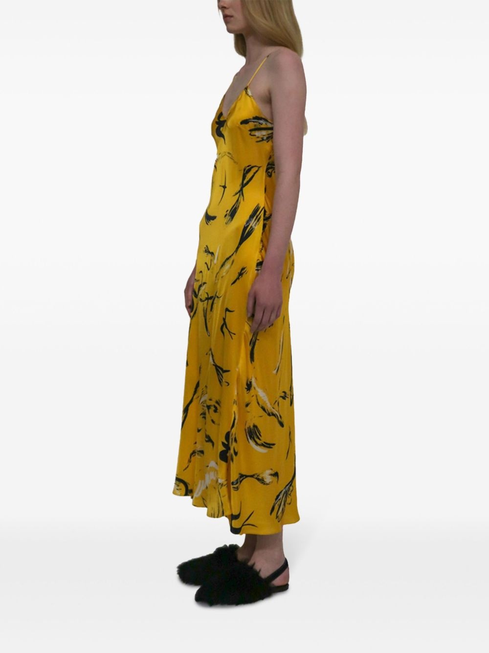 Painted Birds-print slip dress - 3