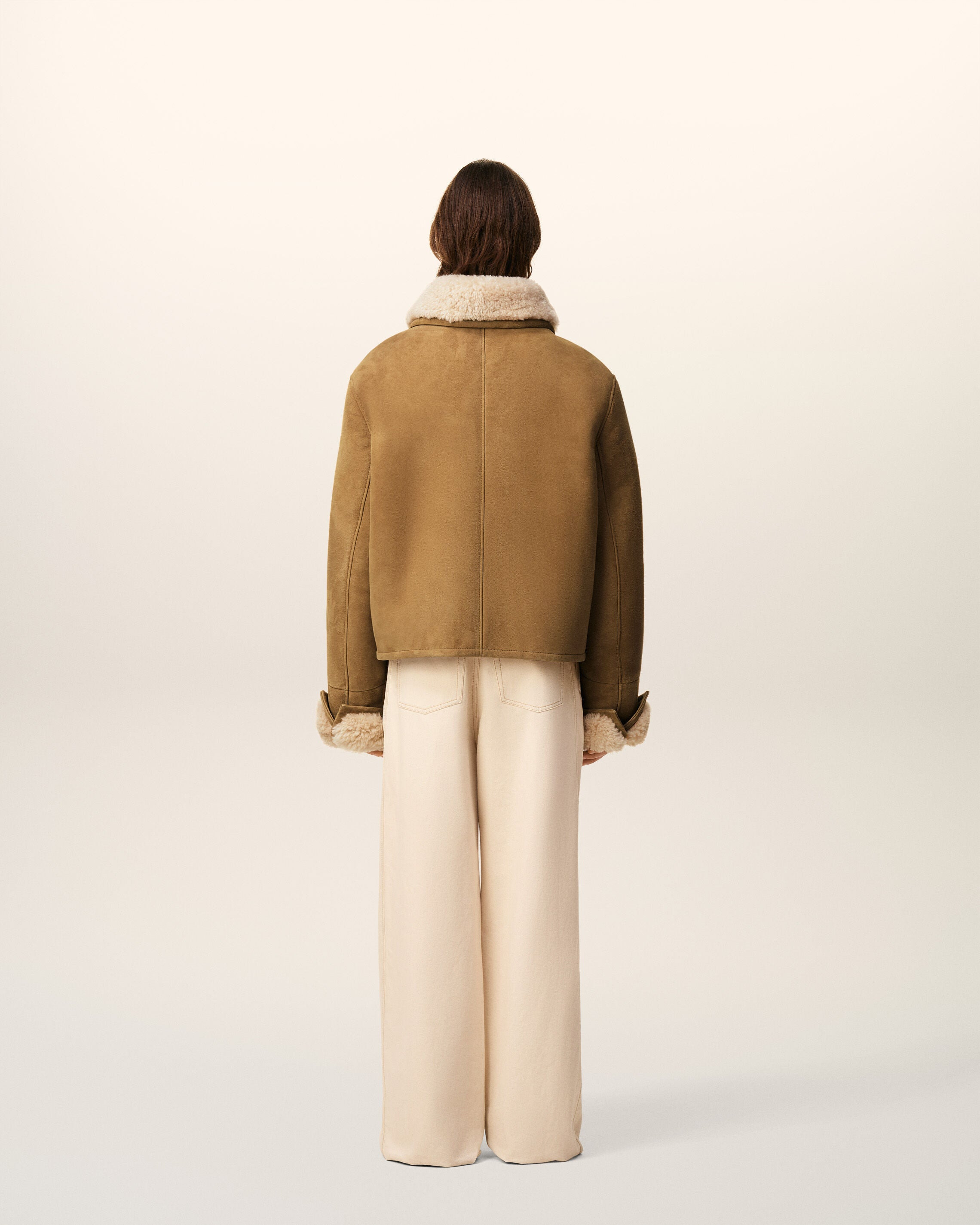BROWN SHEARLING BUTTONNED JACKET - 5