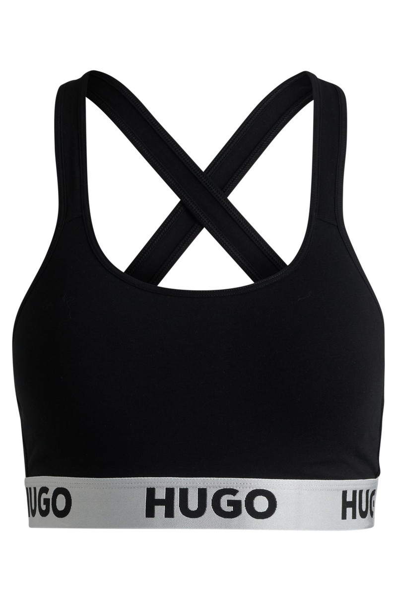 CROSSED-BACK BRALETTE IN STRETCH COTTON WITH LOGO BAND 1