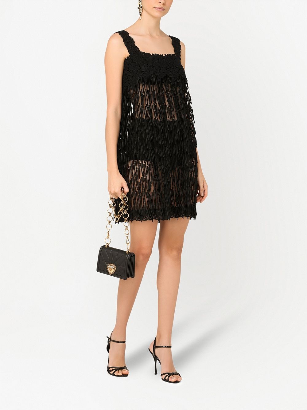 sleeveless sheer fringed dress - 2