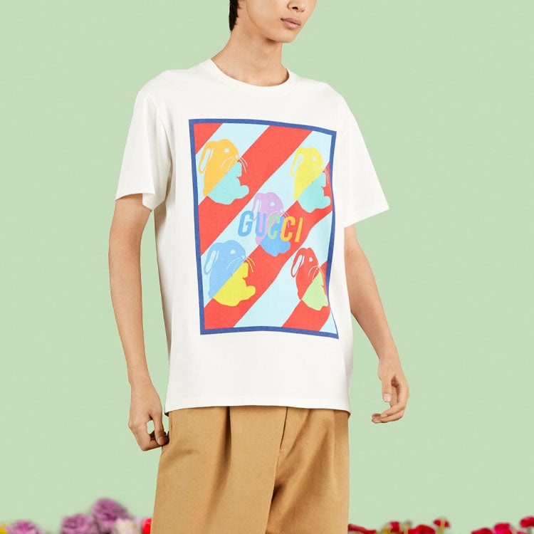 Gucci Bunny Print Cotton Jersey T-Shirt 'White' 548334-XJE8A-9275 - 4