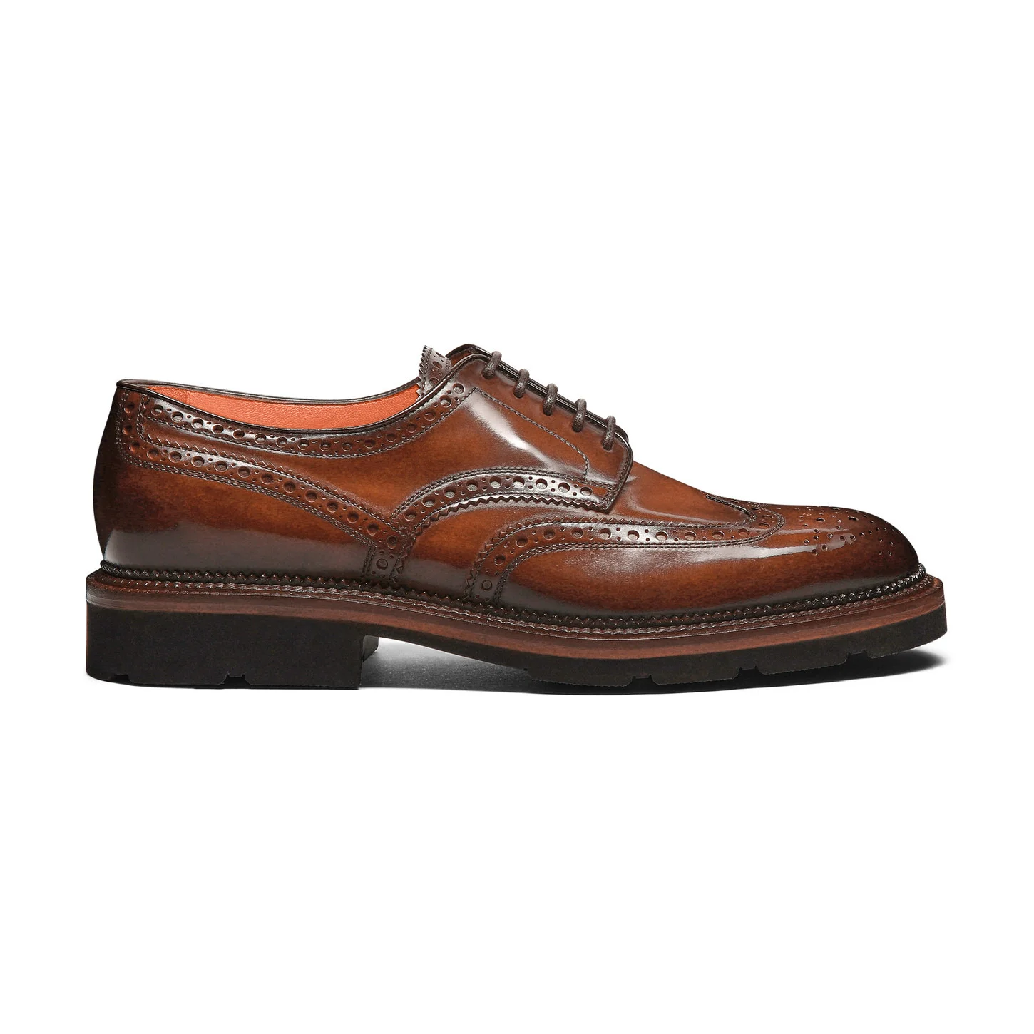 Men's brown leather Derby brogue shoe - 1