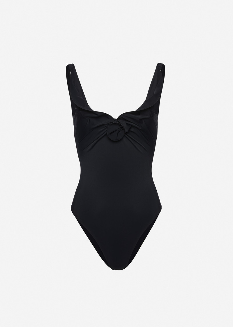 Flower detail swimsuit in black 1